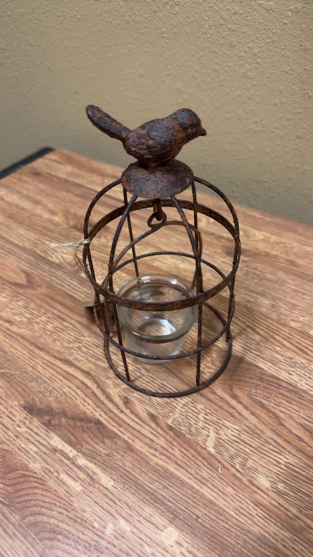 Rustic Metal Bird Cage Candle Holder - Image 1