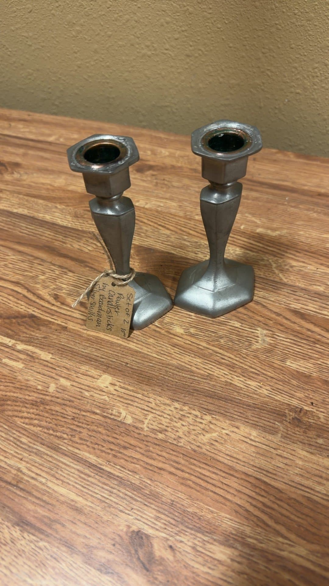 Pair of Pewter Candlesticks - Image 1