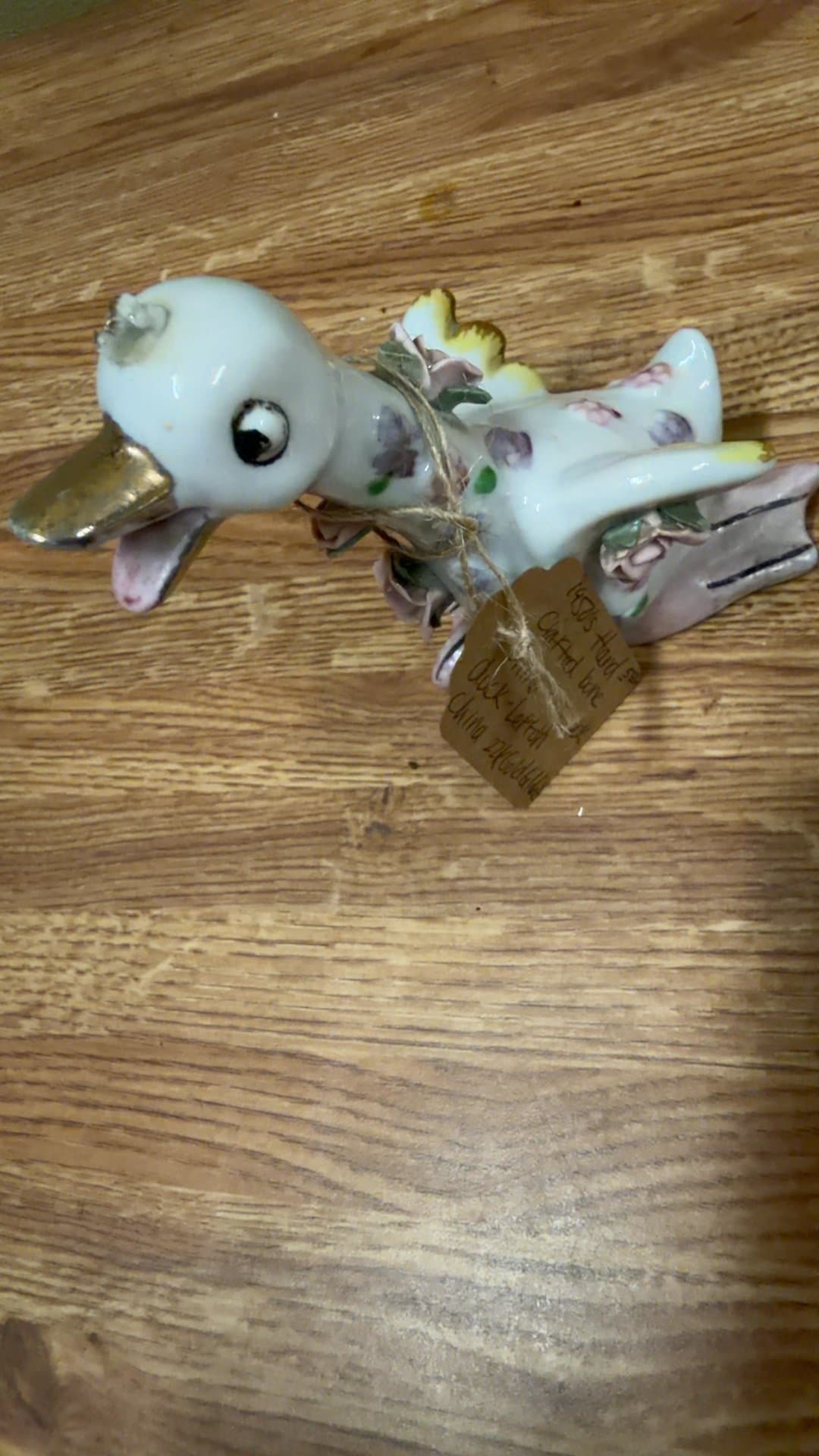 1950s Handcrafted Bone China Duck Figurine - Image 1
