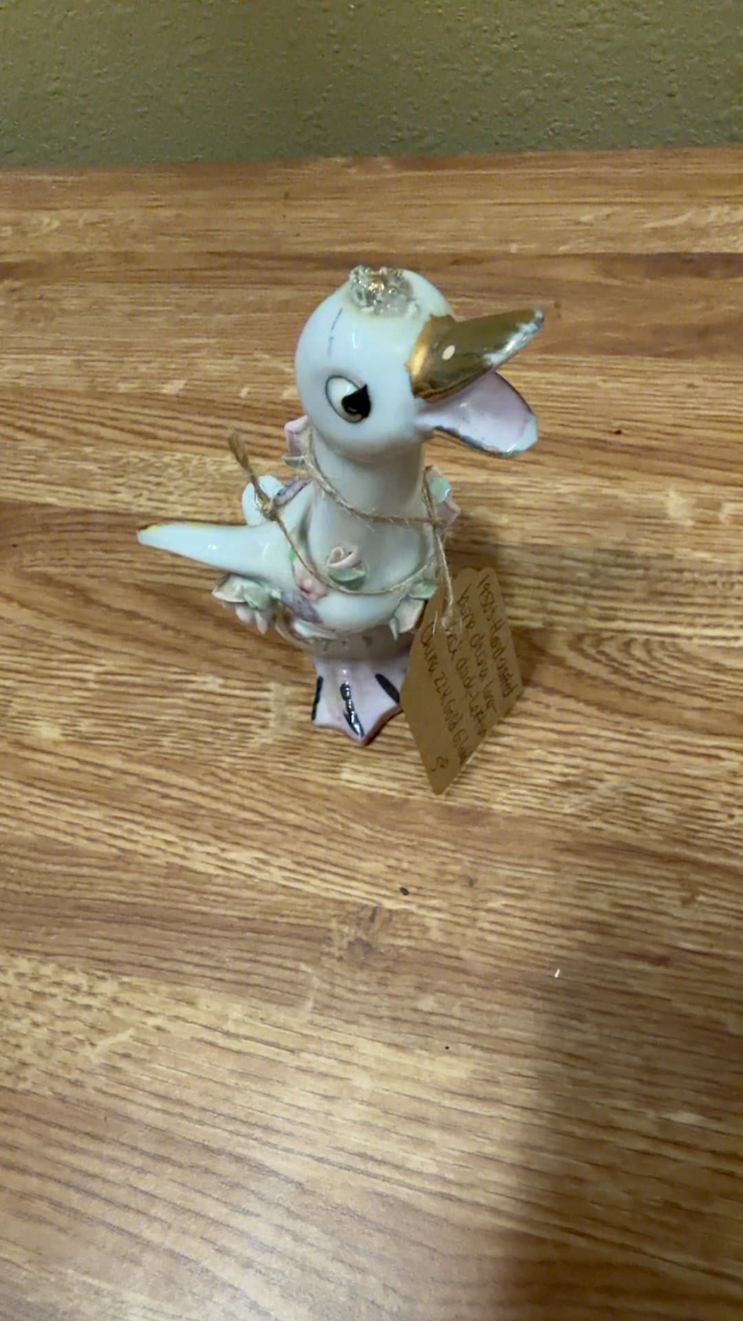 Porcelain Duck Figurine with Gold Accents - Image 1