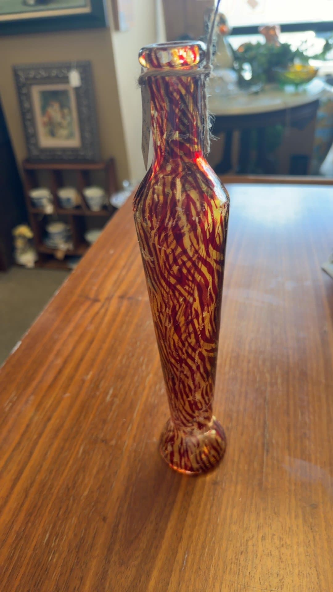 Hand Blown Confetti Spatter Glass Stretch Bud Vase - Image 1