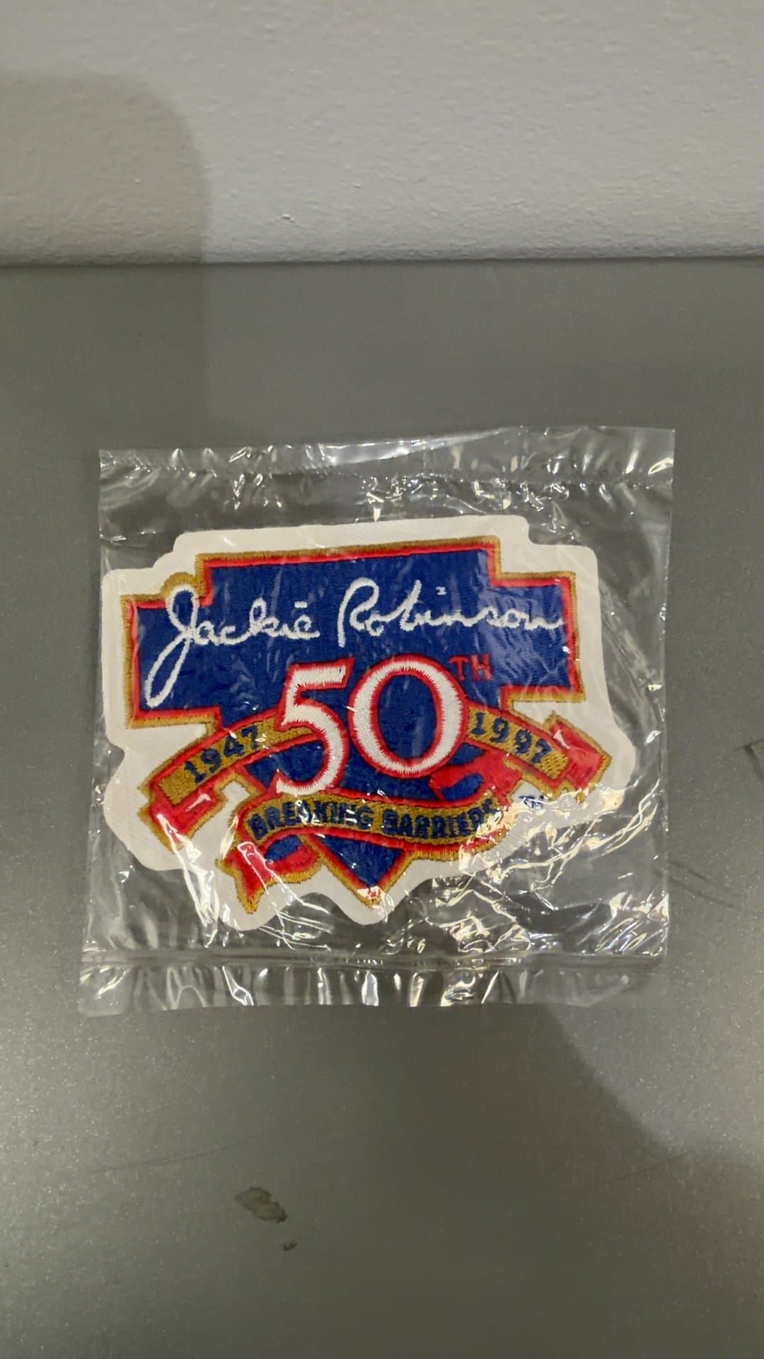 1997 MLB Jackie Robinson 50th Anniversary Breaking Barriers Embroidered Patch - Image 1