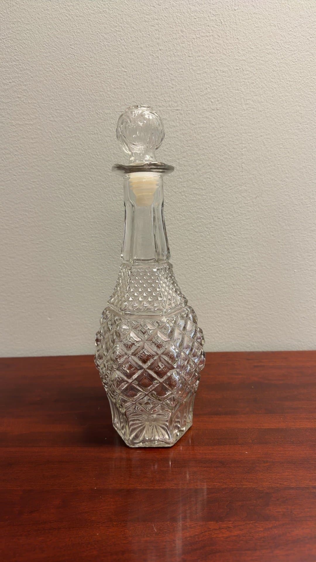 Vintage Cut Glass Decanter with Stopper - Image 1
