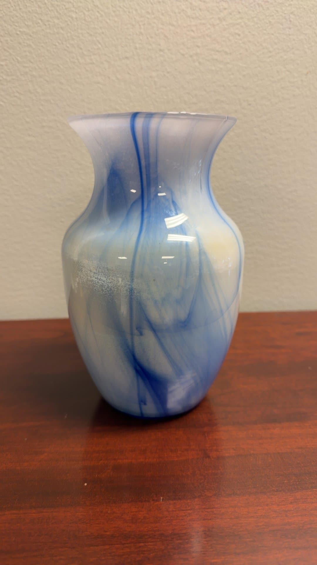 Indiana Glass Blue Swirl Vase - Image 1