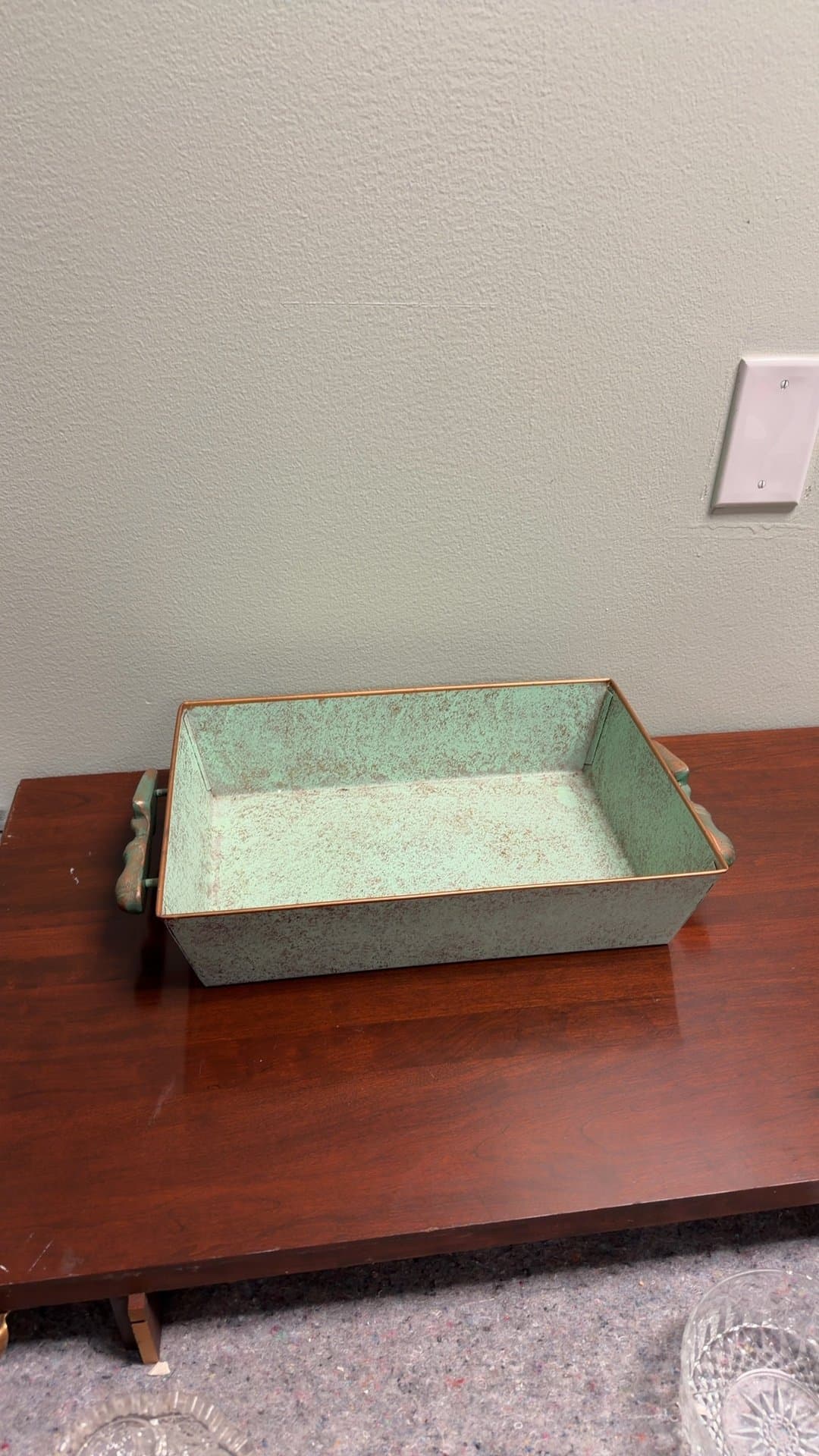 Rectangular Metal Tray with Handles - Image 1