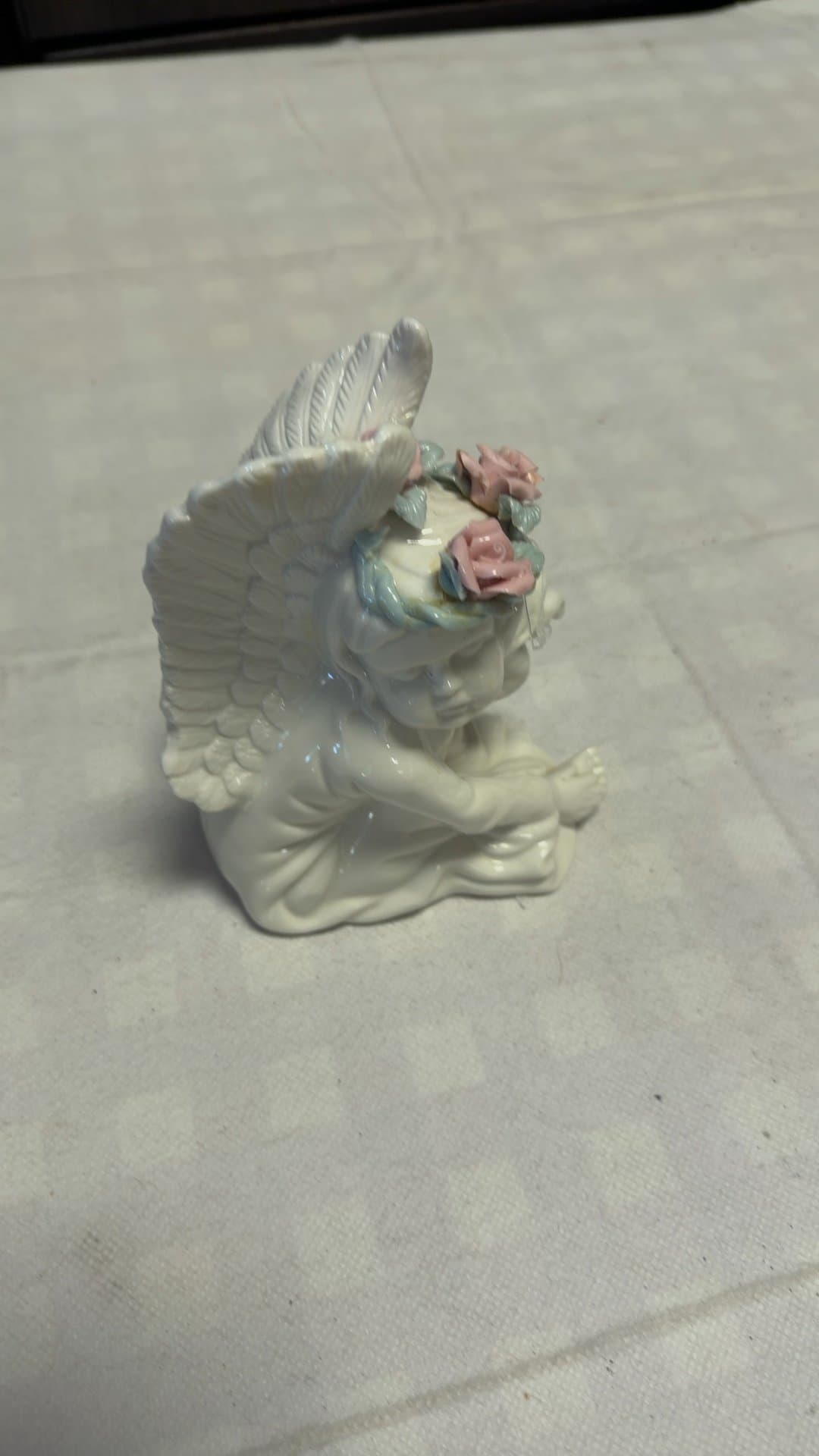 Porcelain Angel Figurine with Flower Crown - Image 1