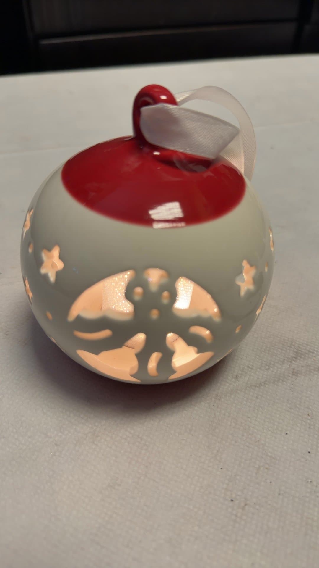 Ceramic LED Illuminated Christmas Ornament Sphere - Image 1