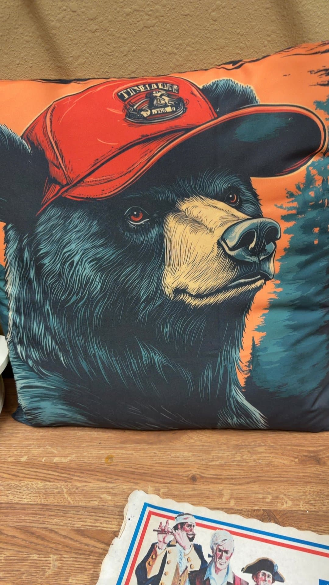 Bear Illustration Throw Pillow - Image 1