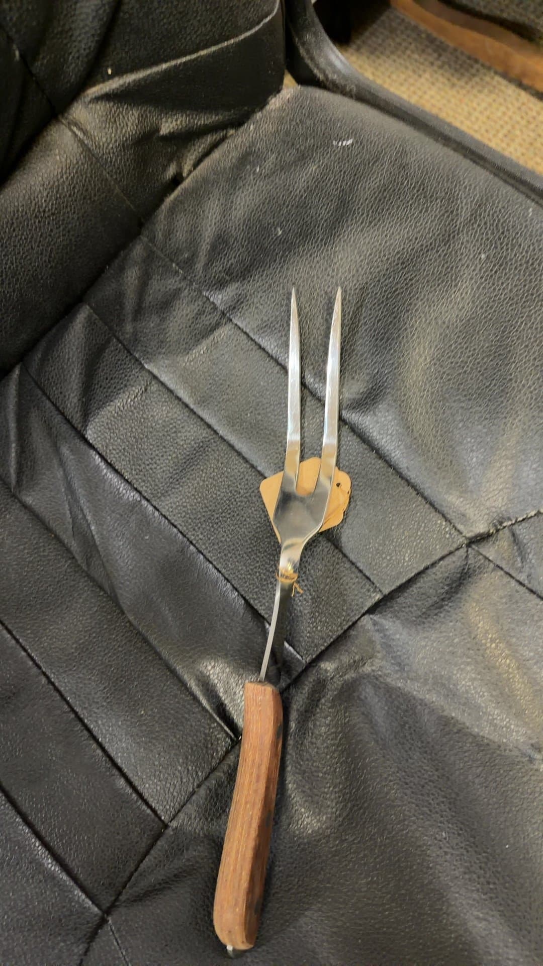 Vintage Carving Fork with Wooden Handle - Image 1