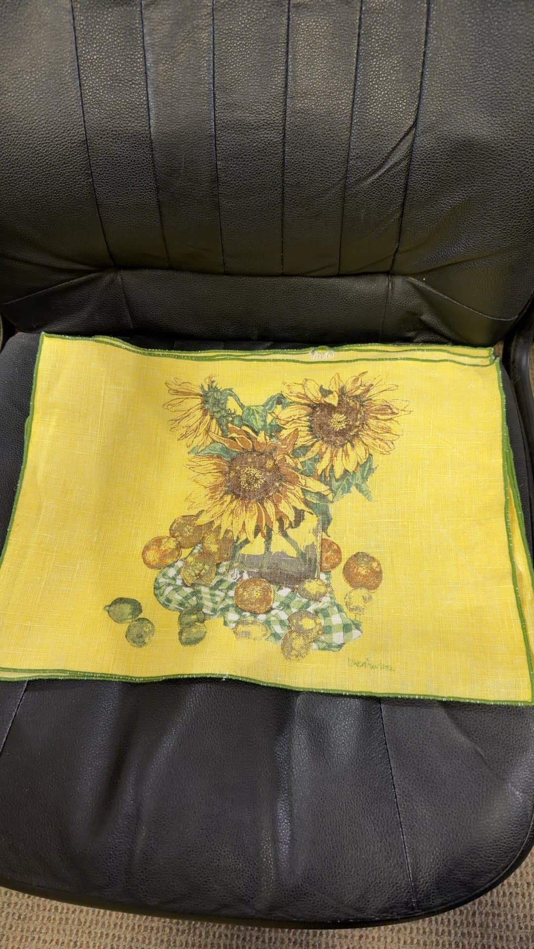 Sunflower Print Linen placemats-3 - Image 1