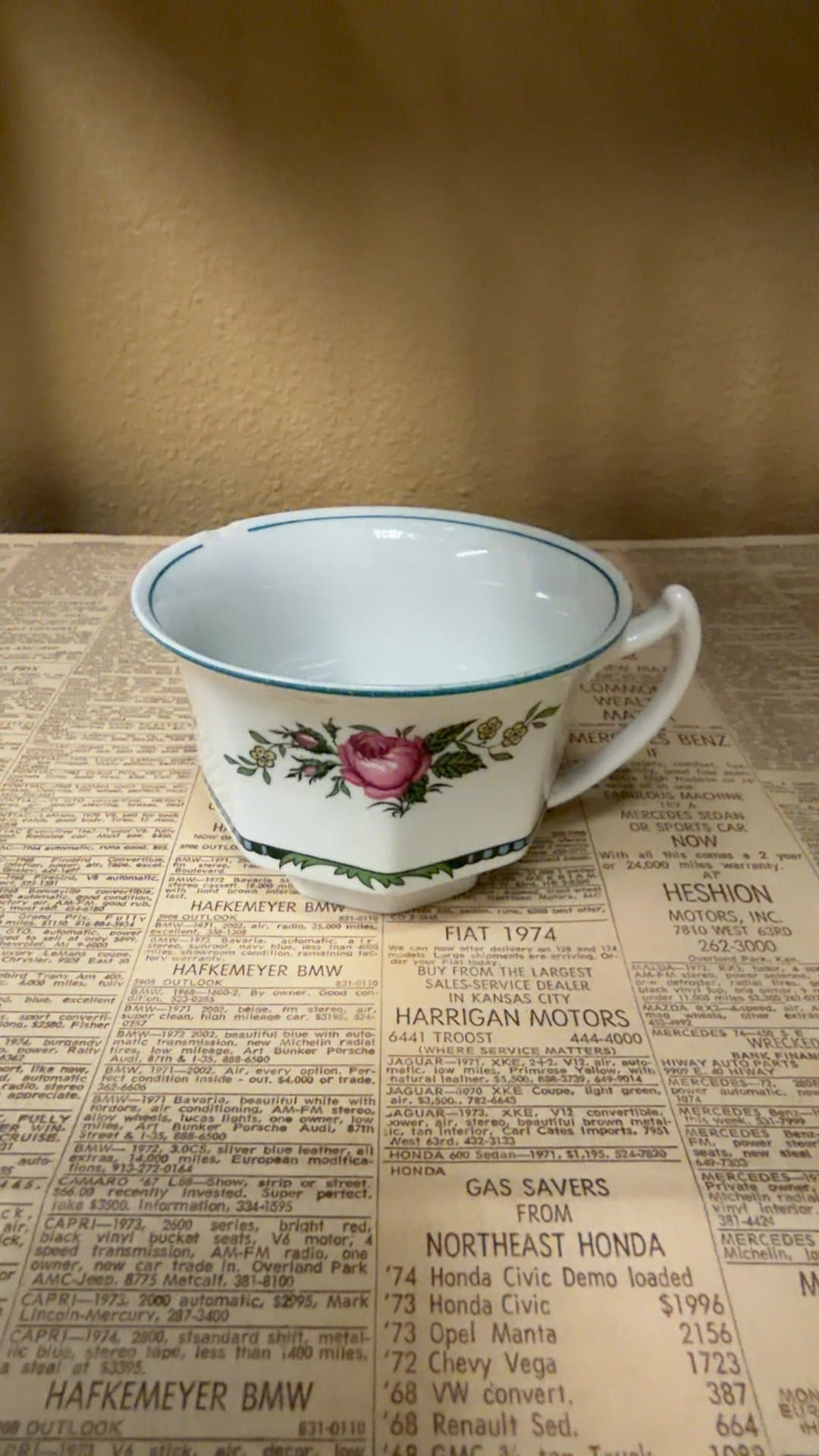 1910's -20's Wood & son porcelain cup-chip/crack - Image 1