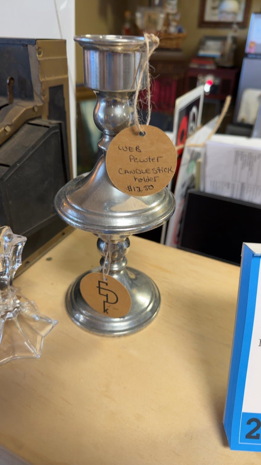 Web Pewter Candlestick Holders - Image 1