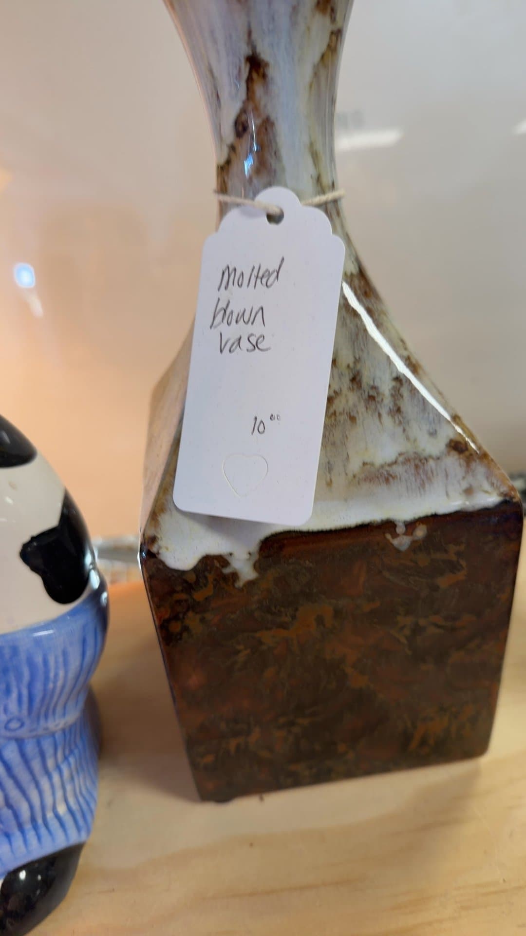 Mottled Brown Ceramic Vase - Image 1