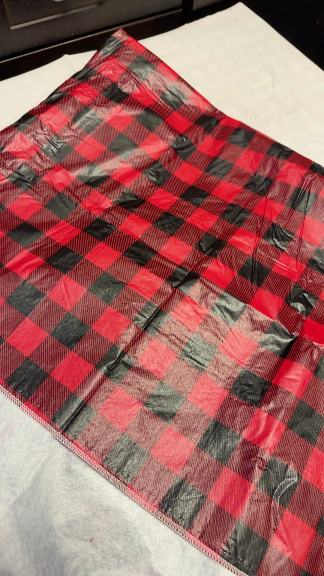Red and Black Buffalo Plaid Vinyl Flannel Backed Tablecloth - Image 1