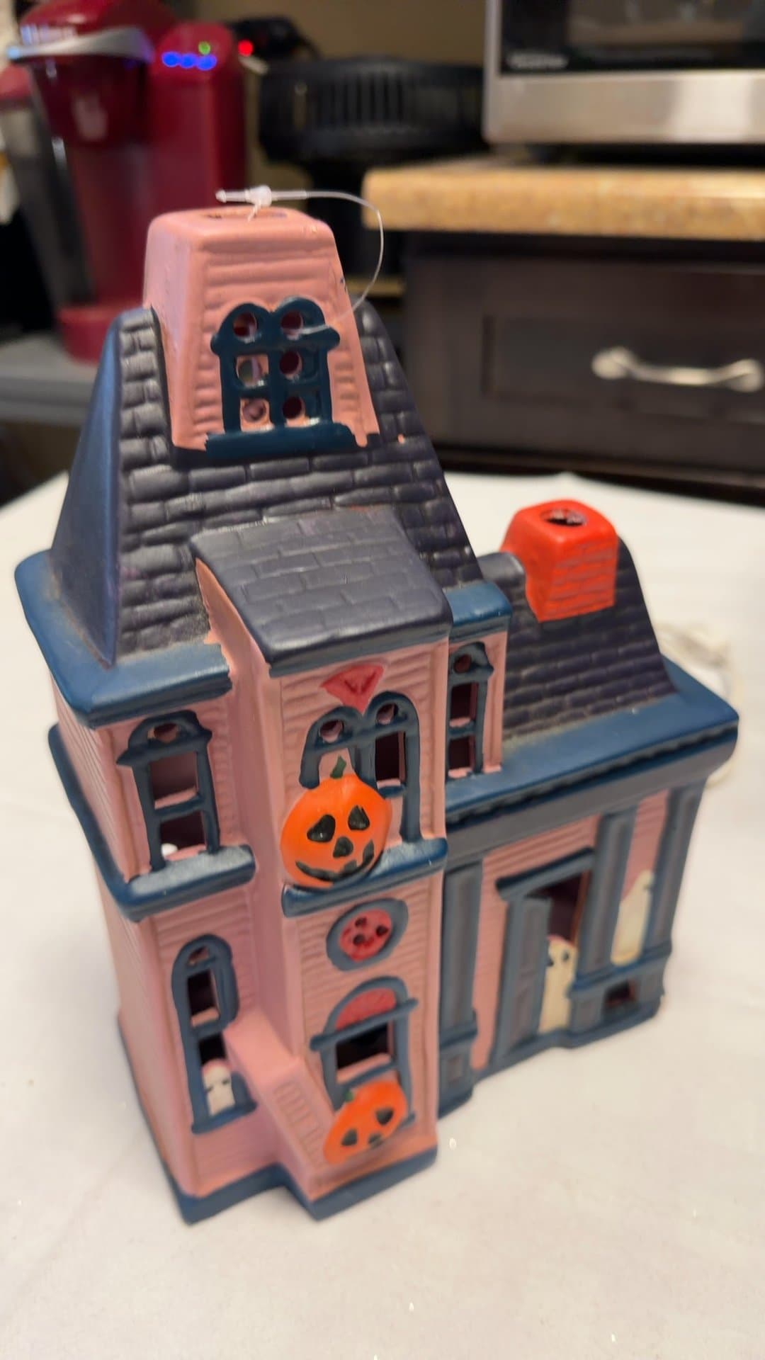 Lighted Ceramic Halloween Haunted House Decoration - Image 1