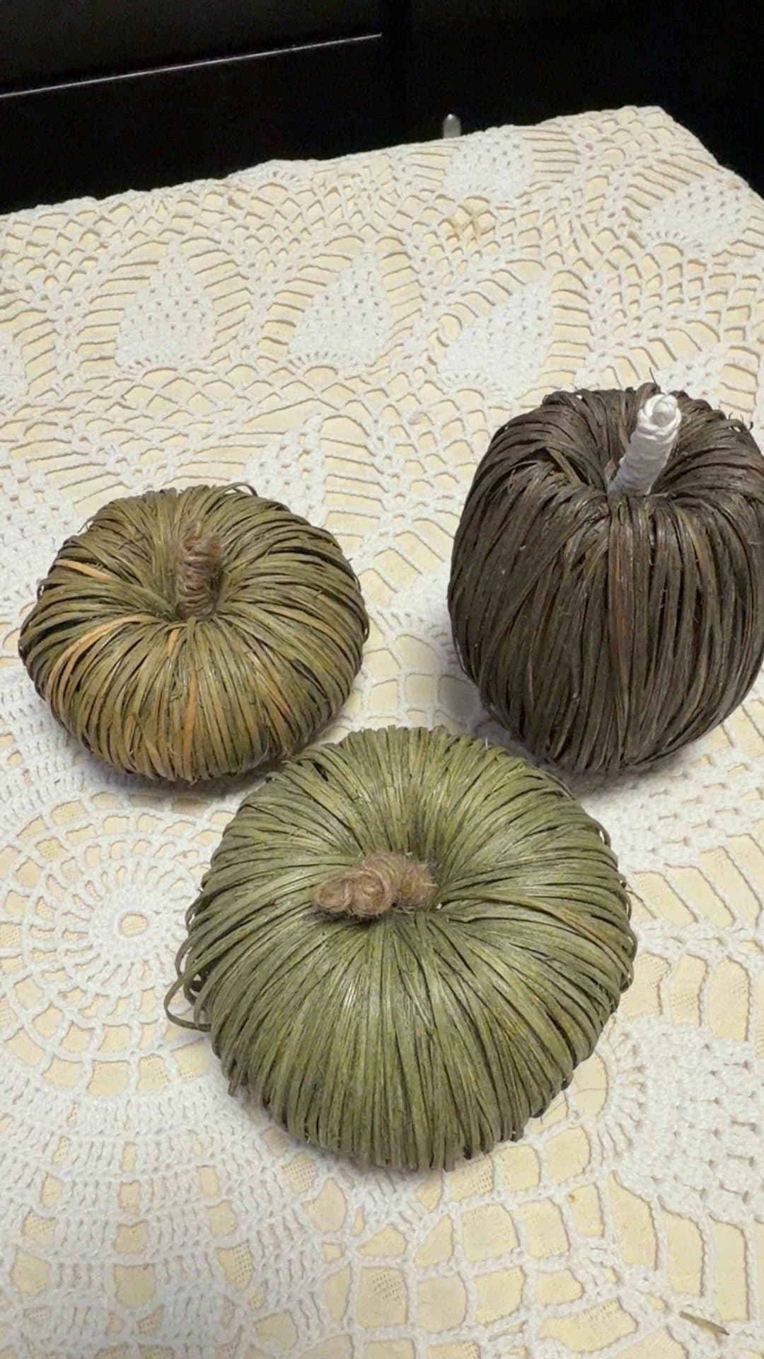 Decorative Raffia Pumpkins Set of 3 - Image 1