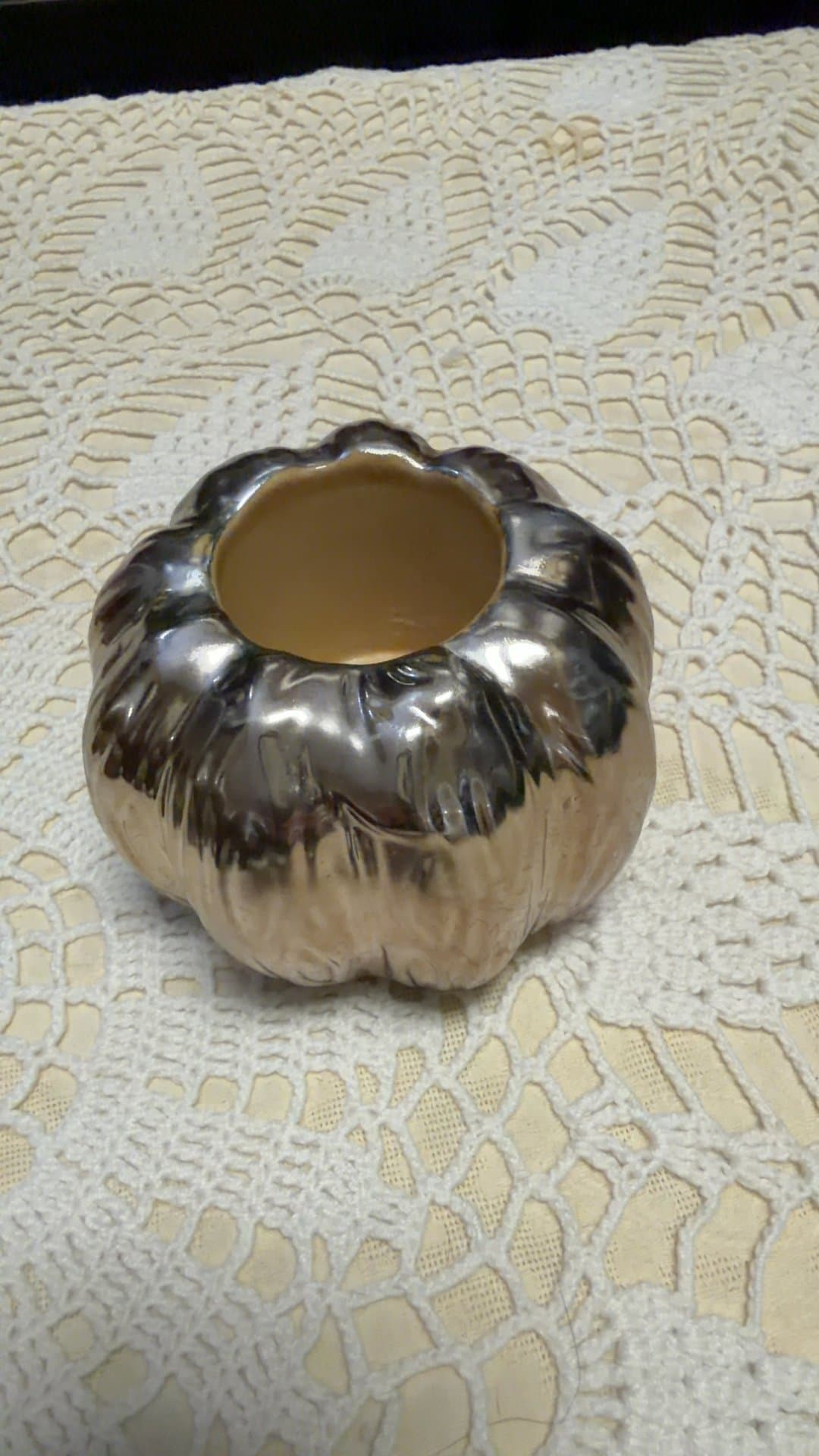 GC Fragrance Metallic Pumpkin Ceramic Candle Holder or Vase - Image 1