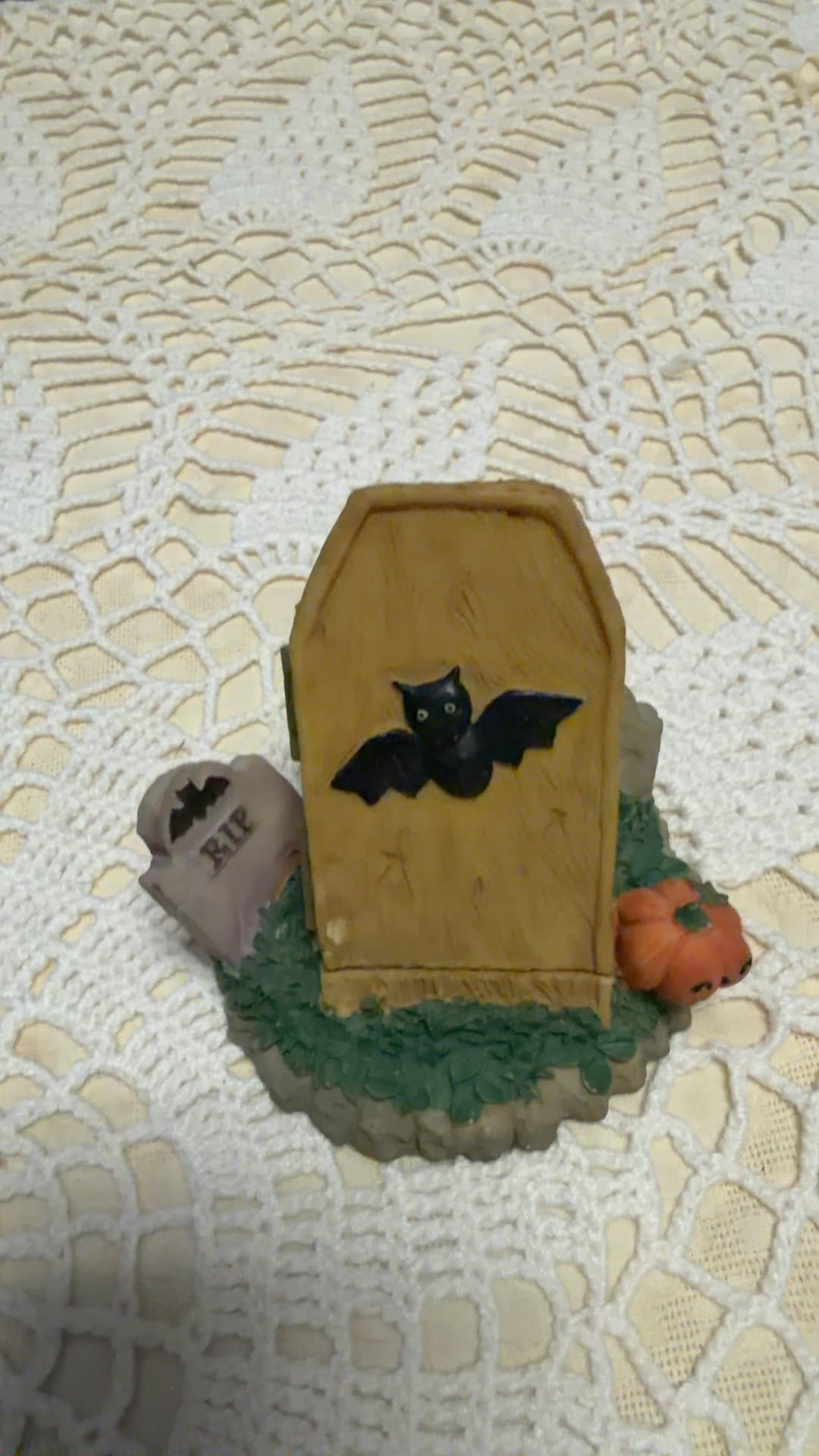 Halloween Resin Coffin Figurine with Skeleton - Image 1