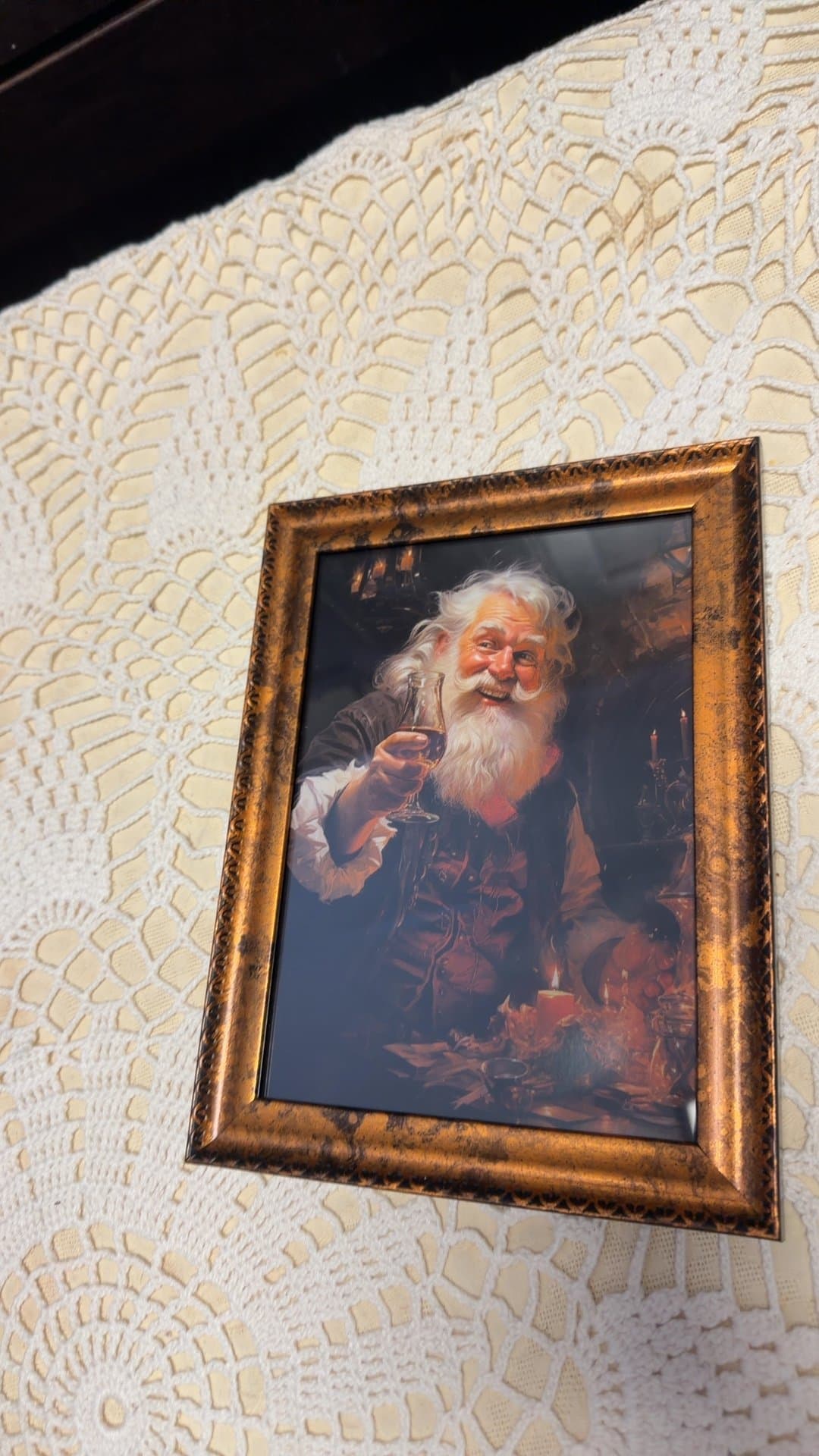 Framed Santa Claus Toasting Artwork - Image 1