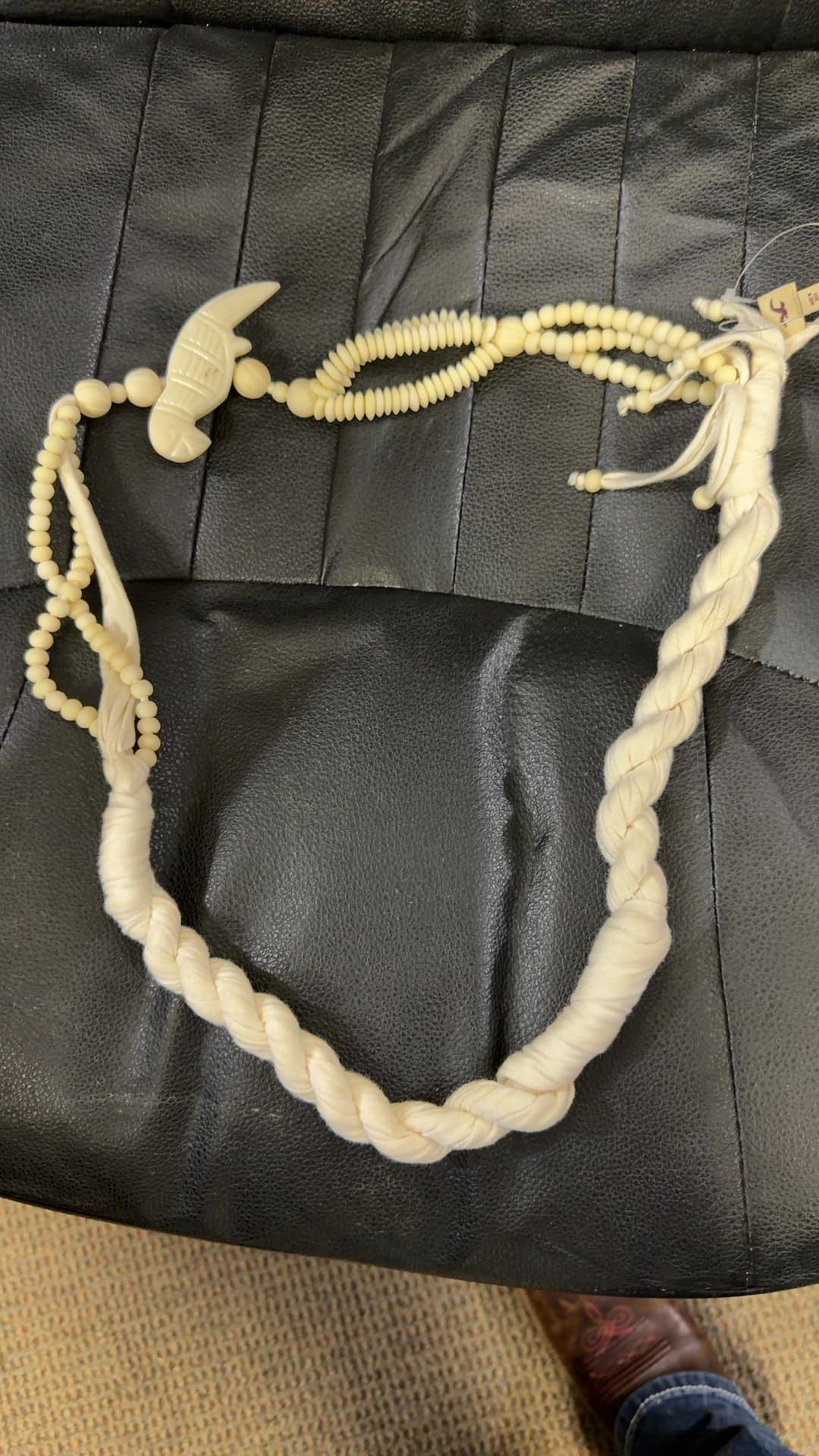 Carved Bone Necklace with Beaded Strand - Image 1