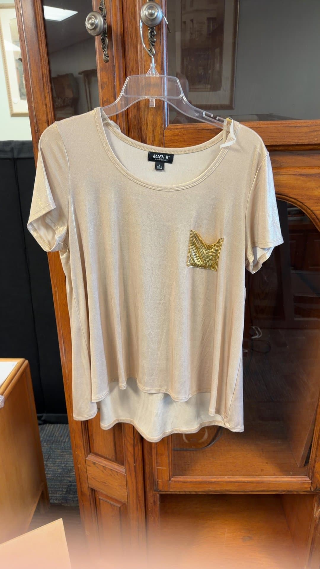 Allen B. Women's Blouse with Gold Sequin Pocket - Image 1