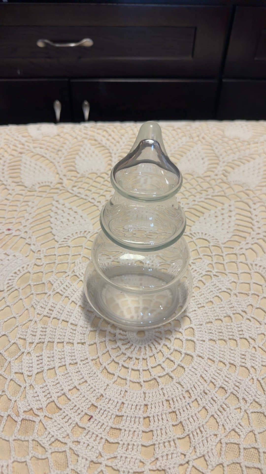 Clear Glass Stacking Christmas Tree Candy Jar Set - Image 1
