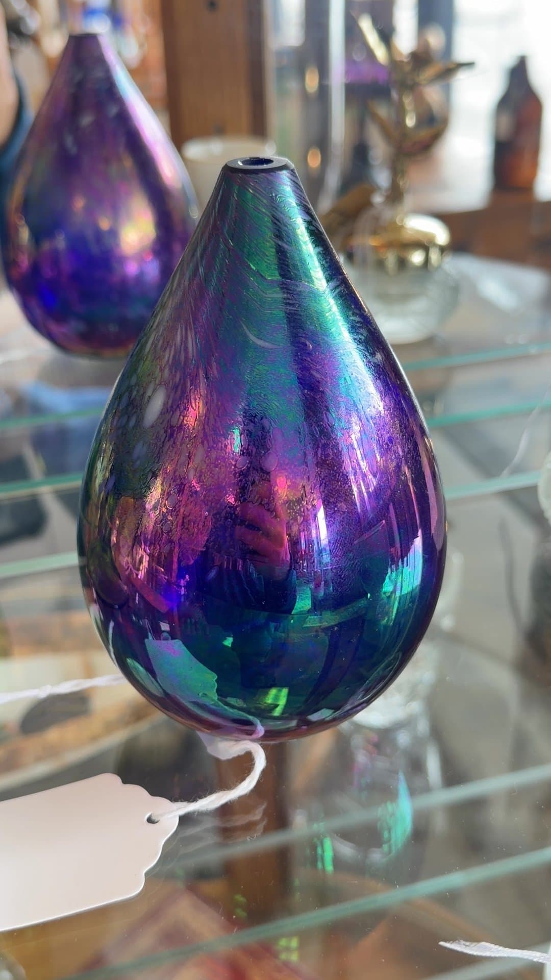 Iridescent Blown Glass Teardrop Vase - Image 1