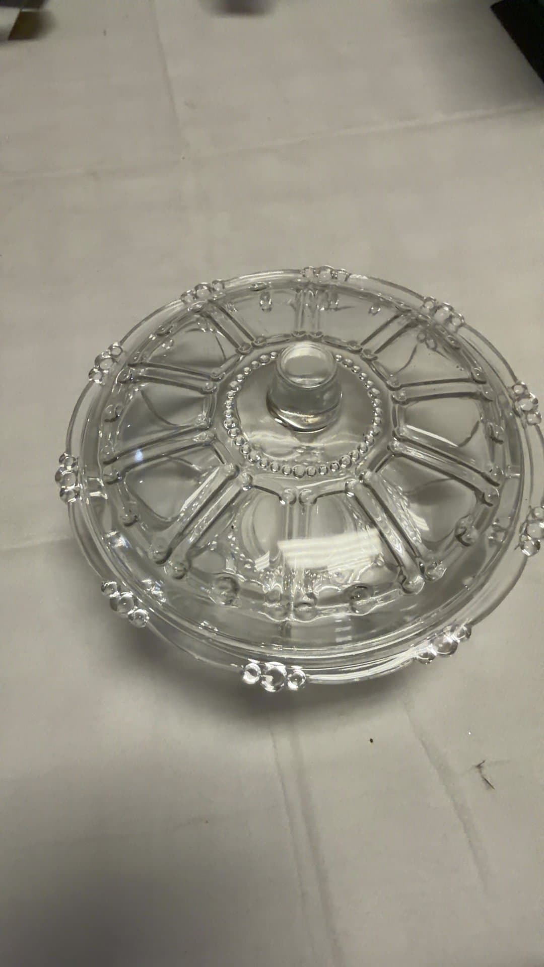 Clear Pressed Glass Covered Candy Dish - Image 1