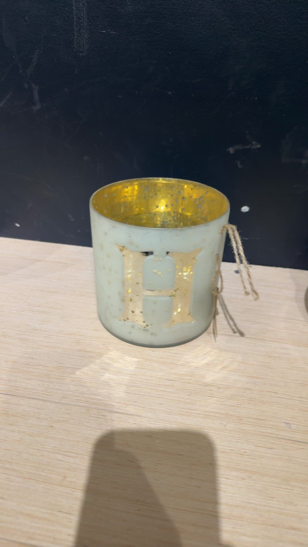 Home Essentials Gold Initial H Mercury Glass Candle Holder - Image 1