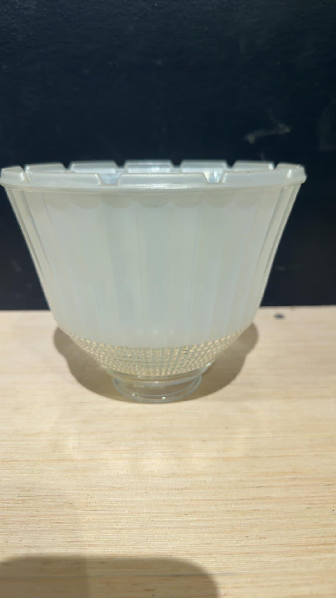 Vintage Frosted and Waffle Cut Glass IES Floor Lamp Diffuser Shade - Image 1
