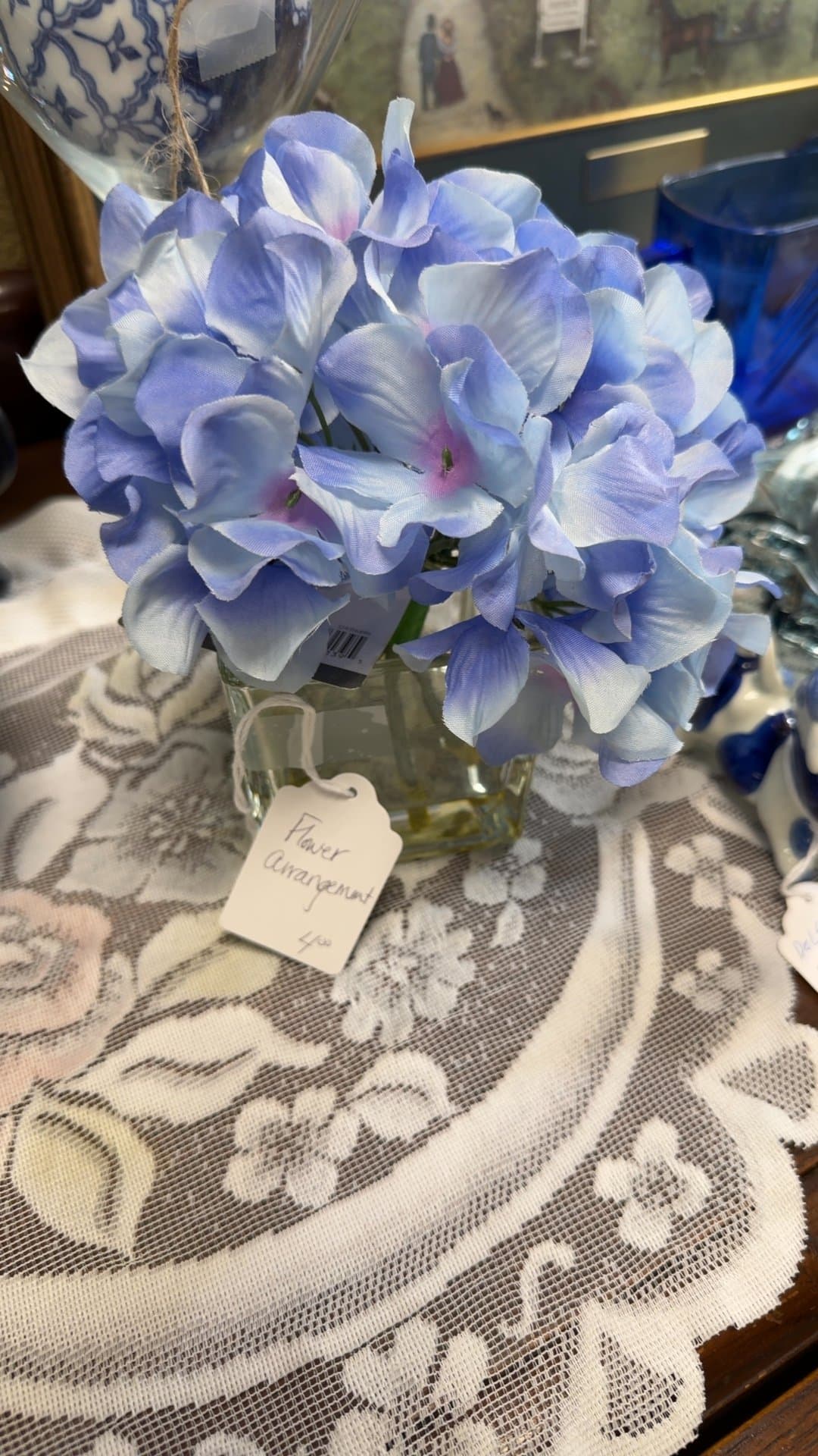 Artificial Blue Hydrangea Flower Arrangement - Image 1