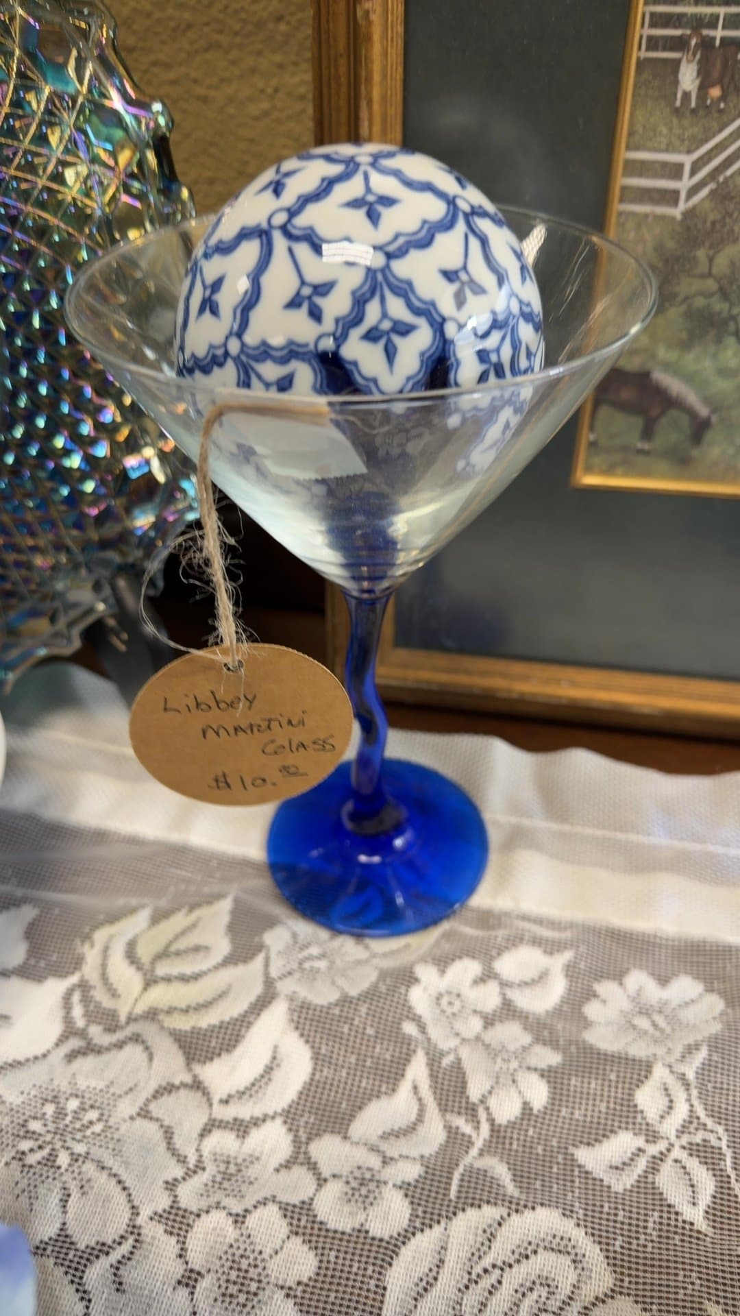 Libbey Martini Glass with Blue Stem - Image 1