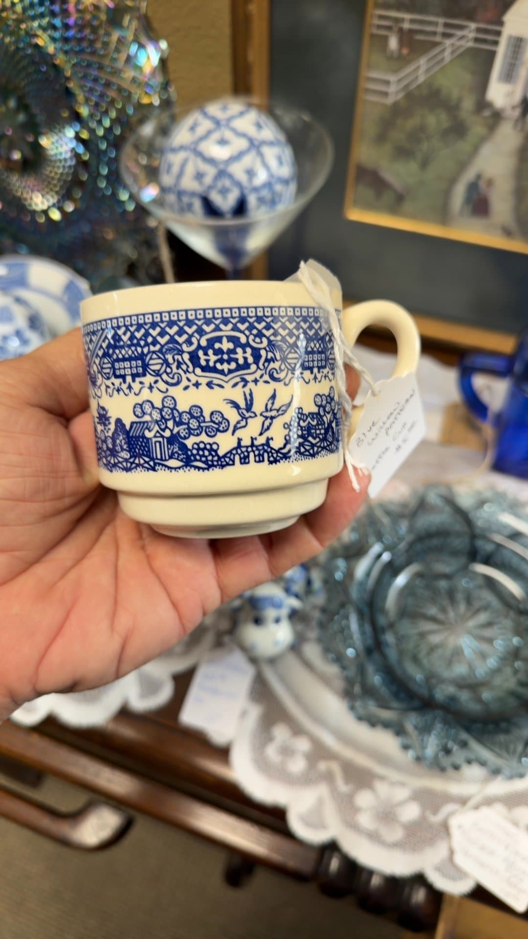Blue Willow Pattern Coffee Cup - Image 1