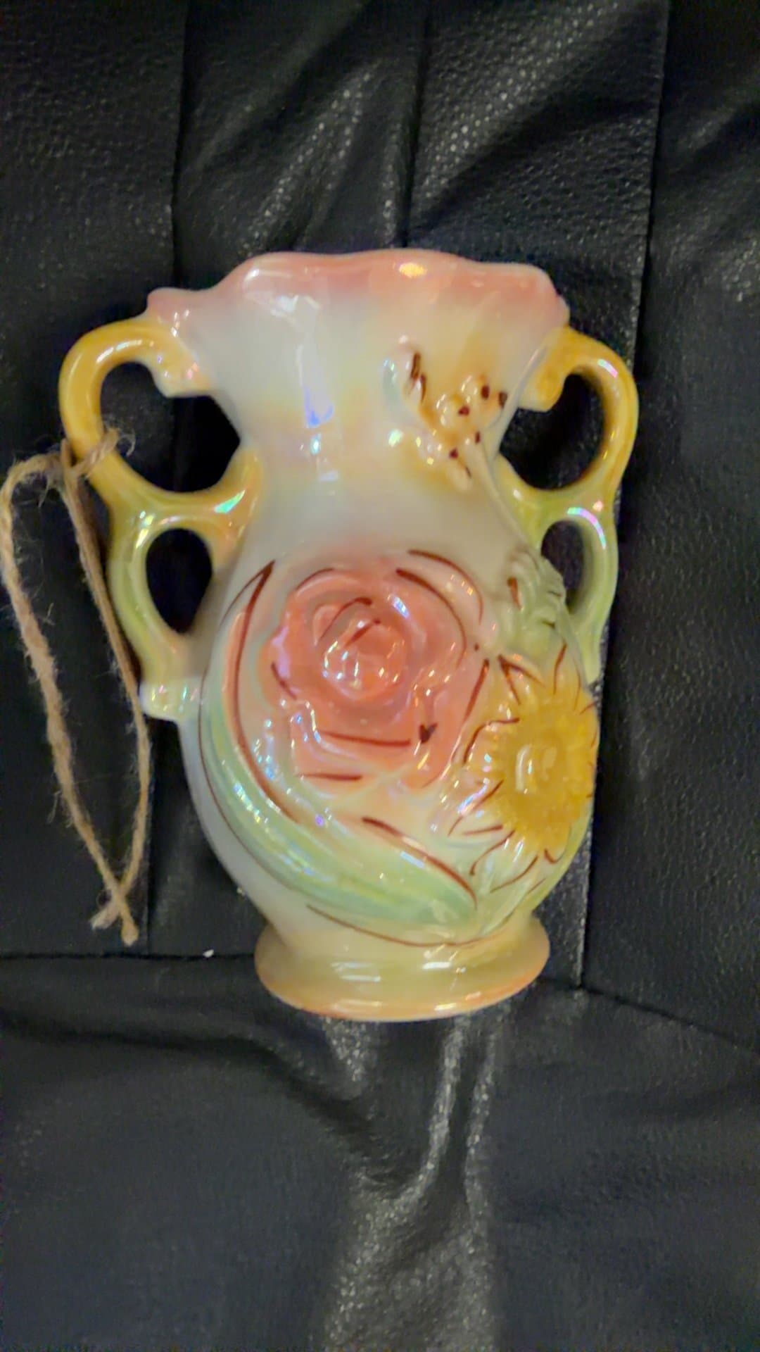 1960s-70s Hand-Painted Brazilian Iridescent Vase - Image 1