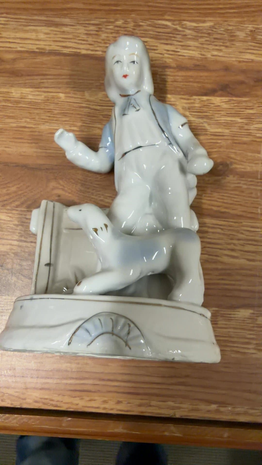 Porcelain Figurine of Child with Dog - Image 1