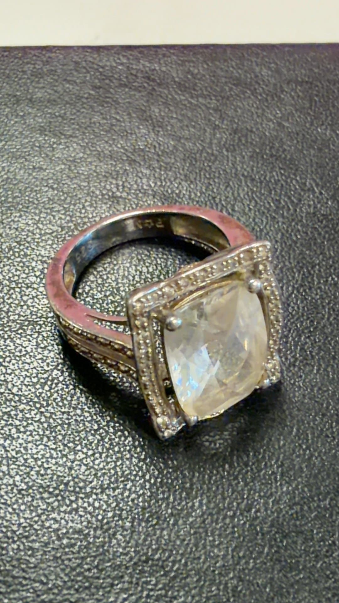 Sterling Silver Cushion Cut Gemstone Ring - Image 1