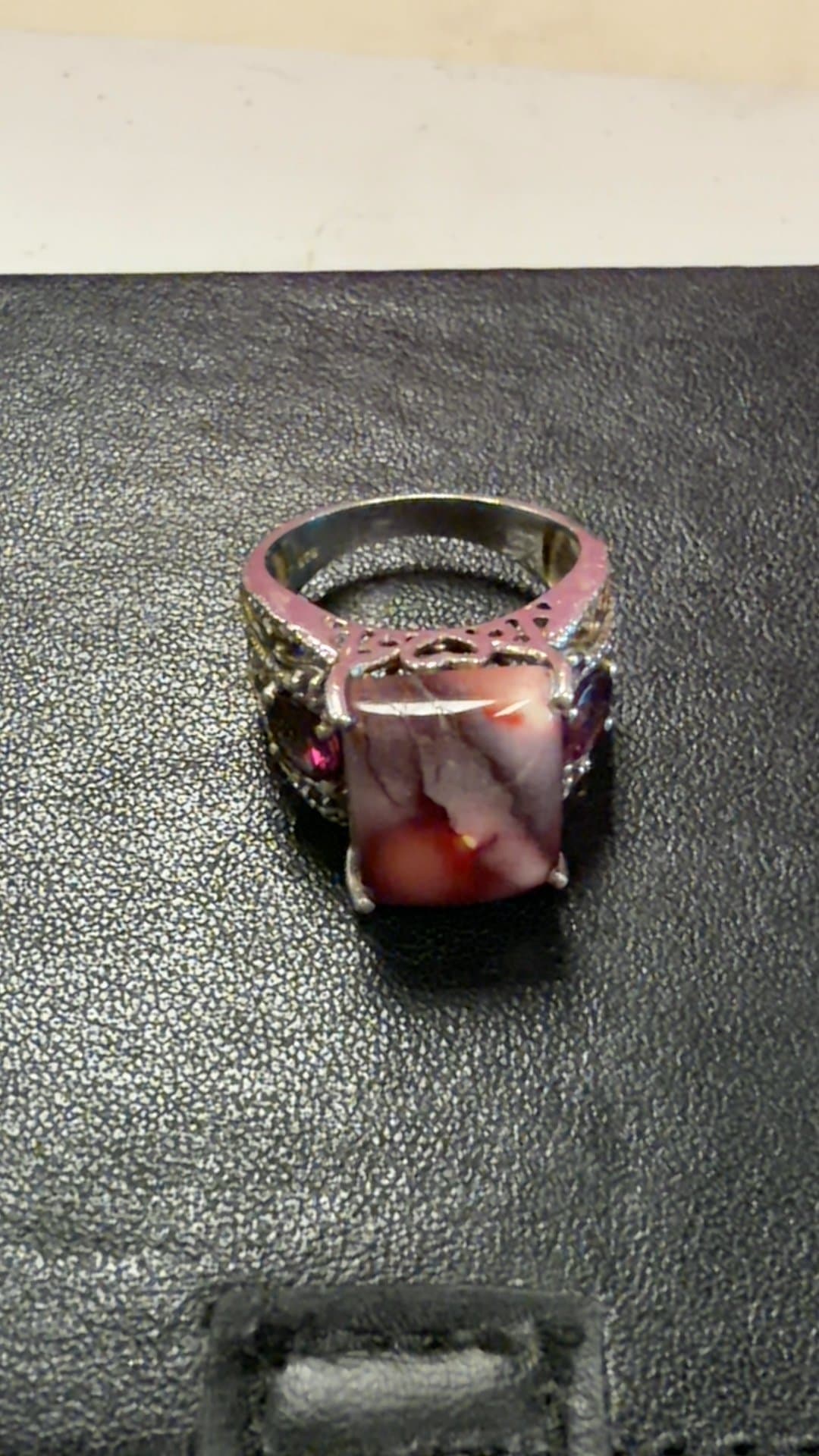 Vintage Silver Ring with Red Stone - Image 1