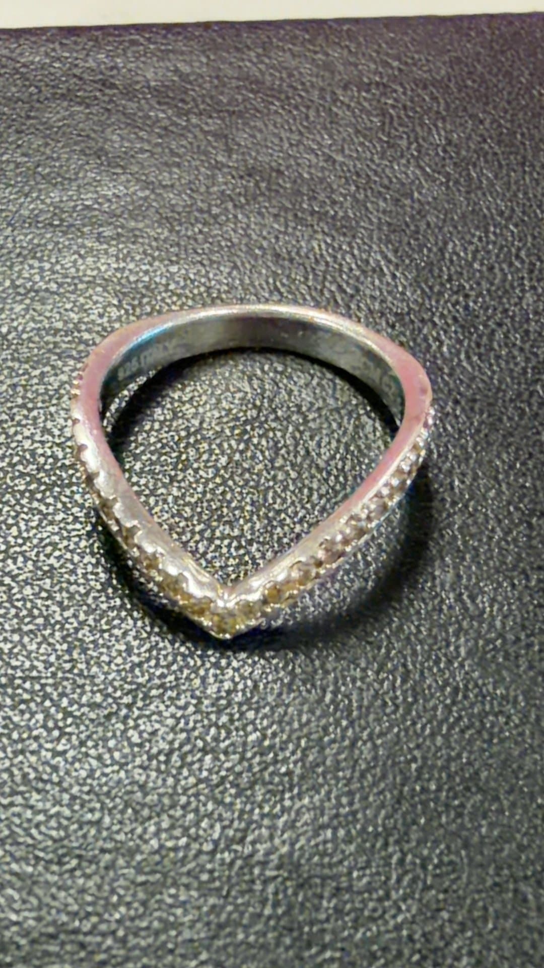 Sterling Silver Cubic Zirconia Chevron Ring - Image 1