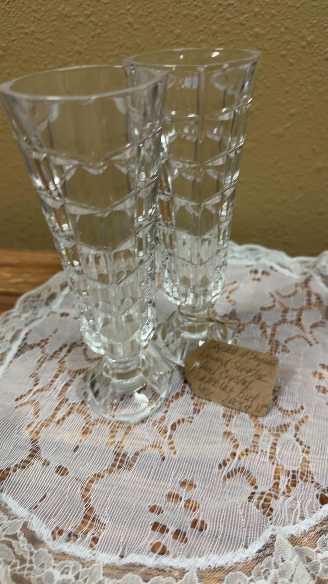 Crystal D'Arques Durand Lead Crystal Vase Set - Image 1