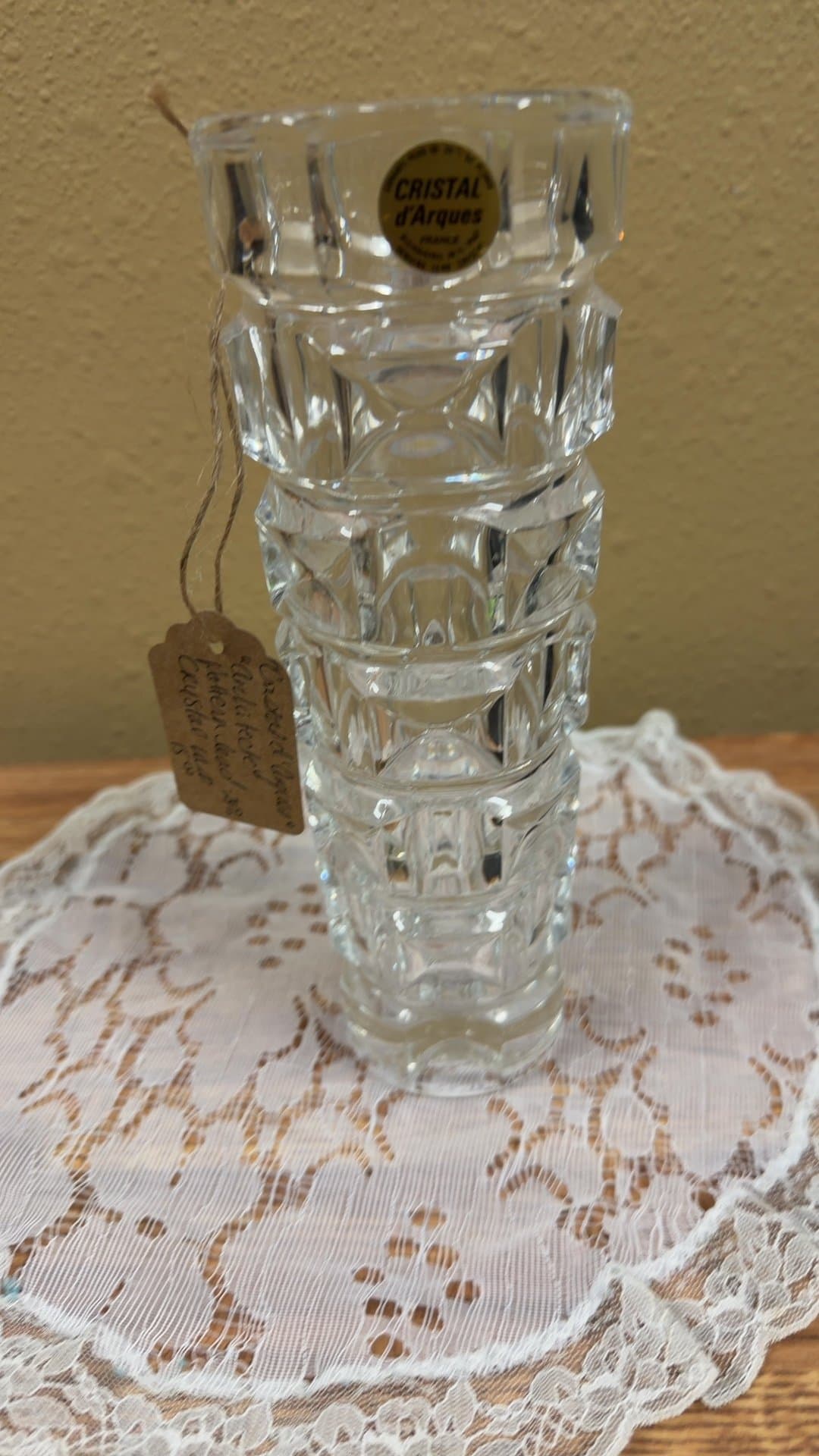 Cristal d'Arques Architecte Pattern Lead Crystal Vase - Image 1