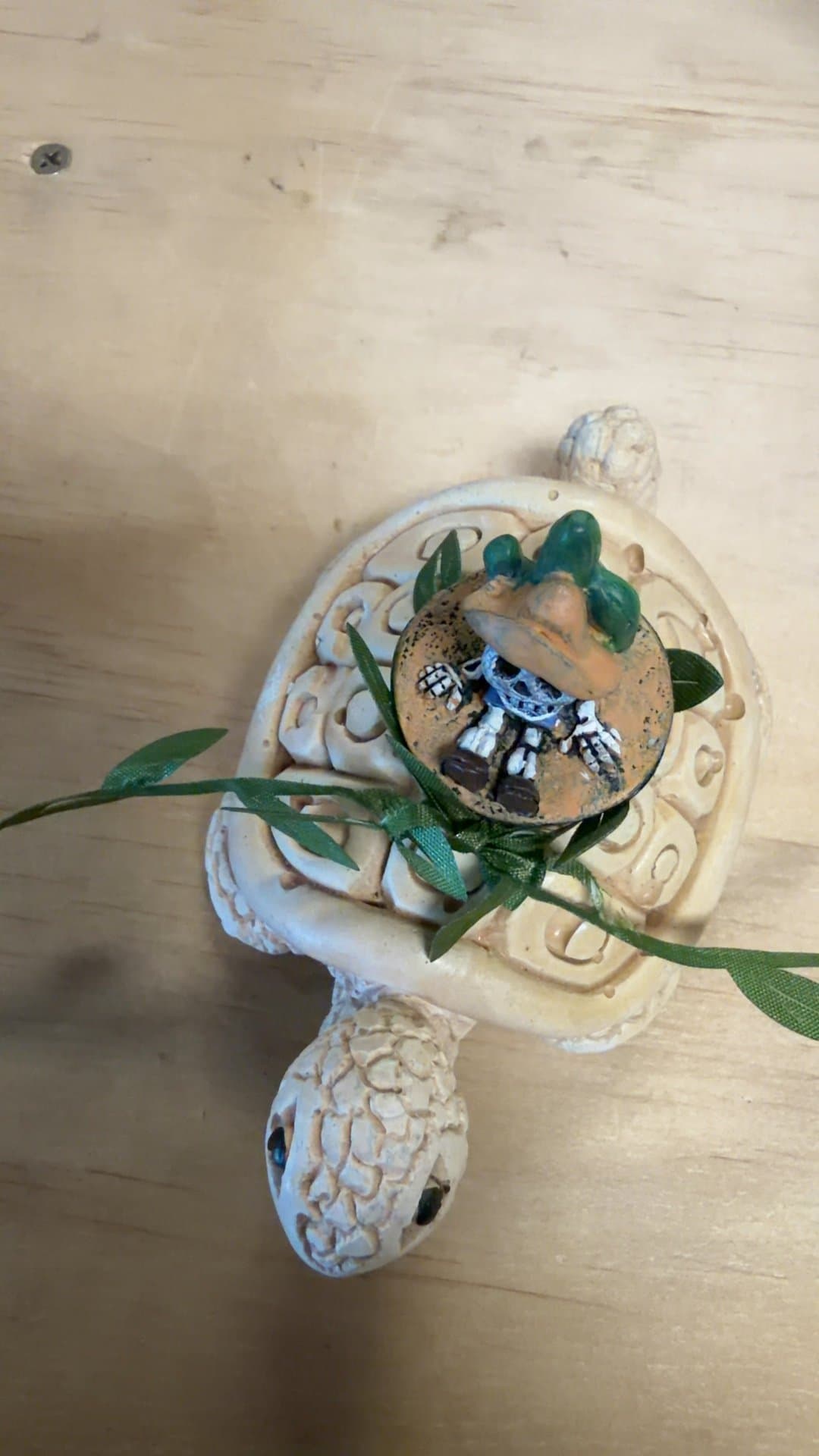 Day of the Dead Skeleton Figurine on Turtle Base Decorative Accent - Image 1
