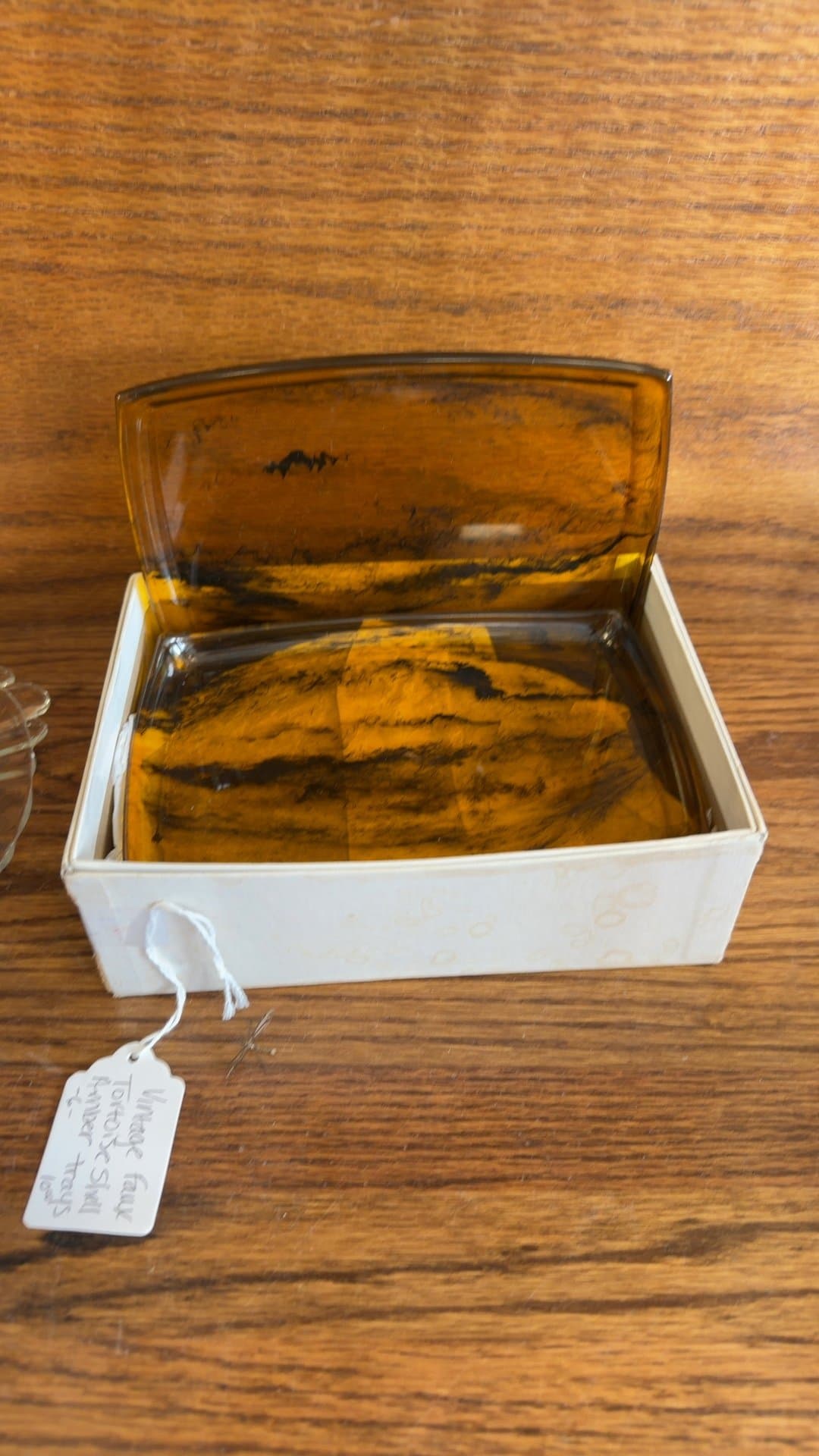 Vintage Faux Tortoise Shell Amber Tray - Image 1