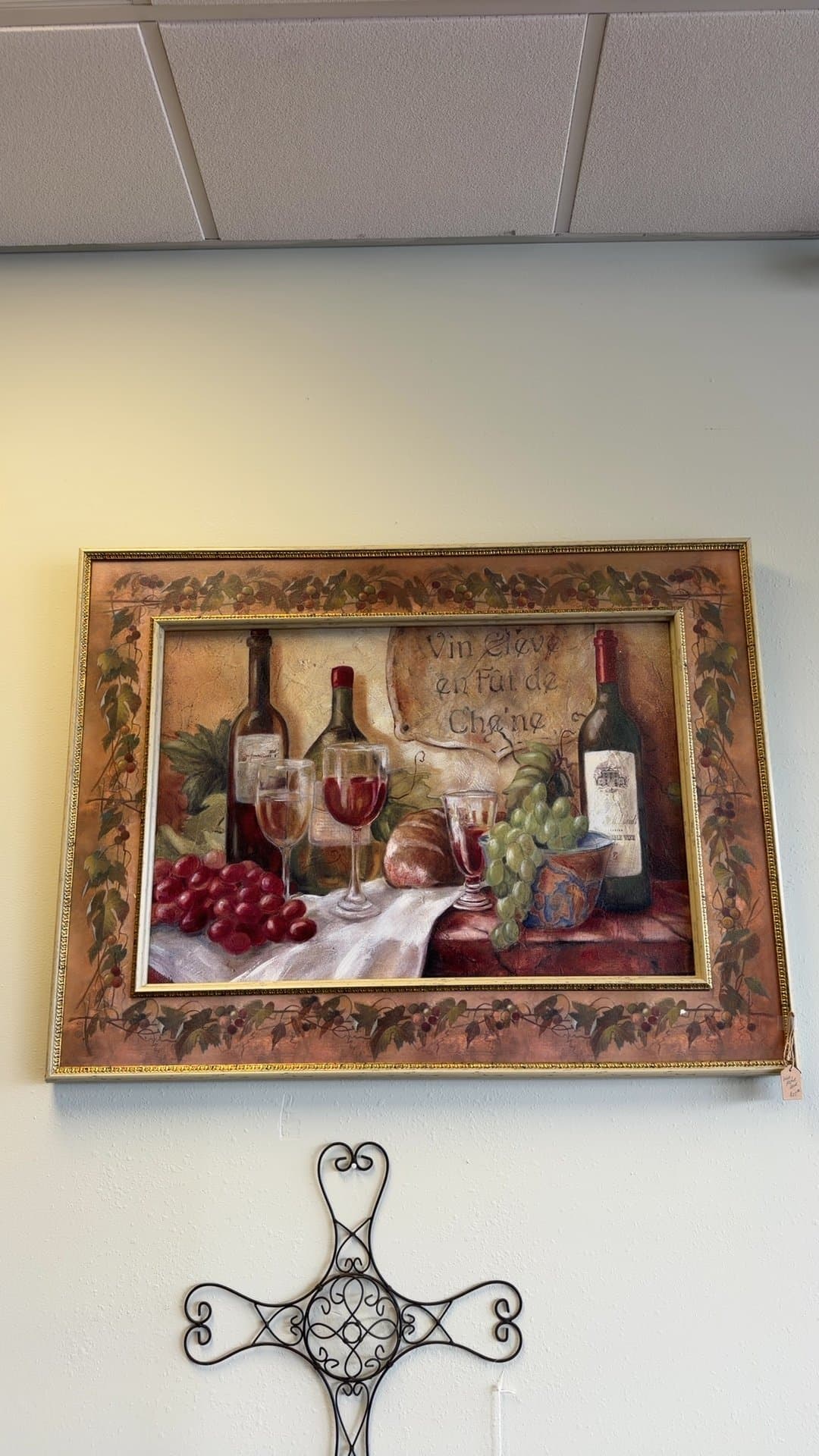 Framed Wine Still Life Painting - Image 1