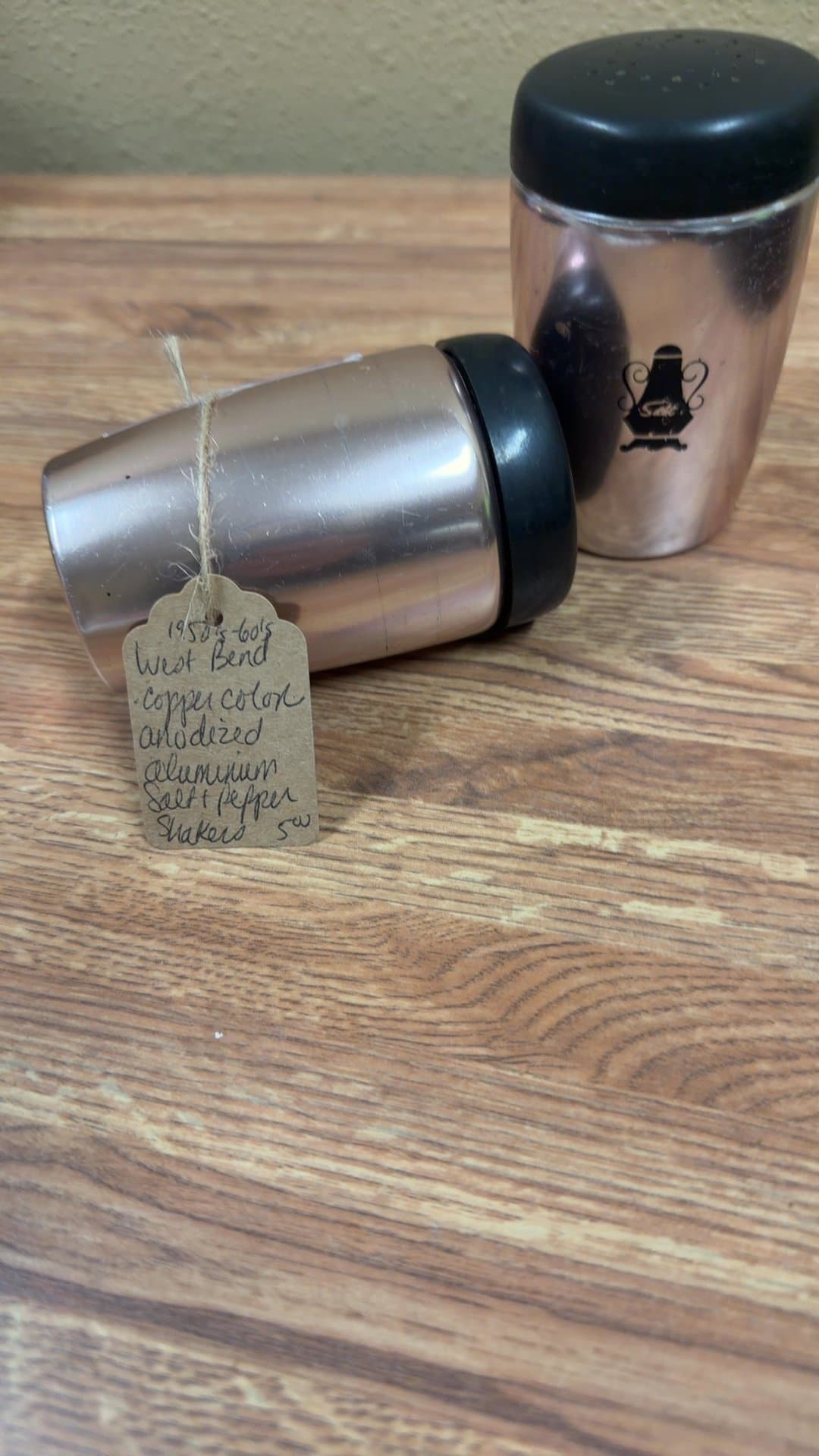1950s-60s West Bend Copper Color Anodized Aluminum Salt & Pepper Shakers - Image 1