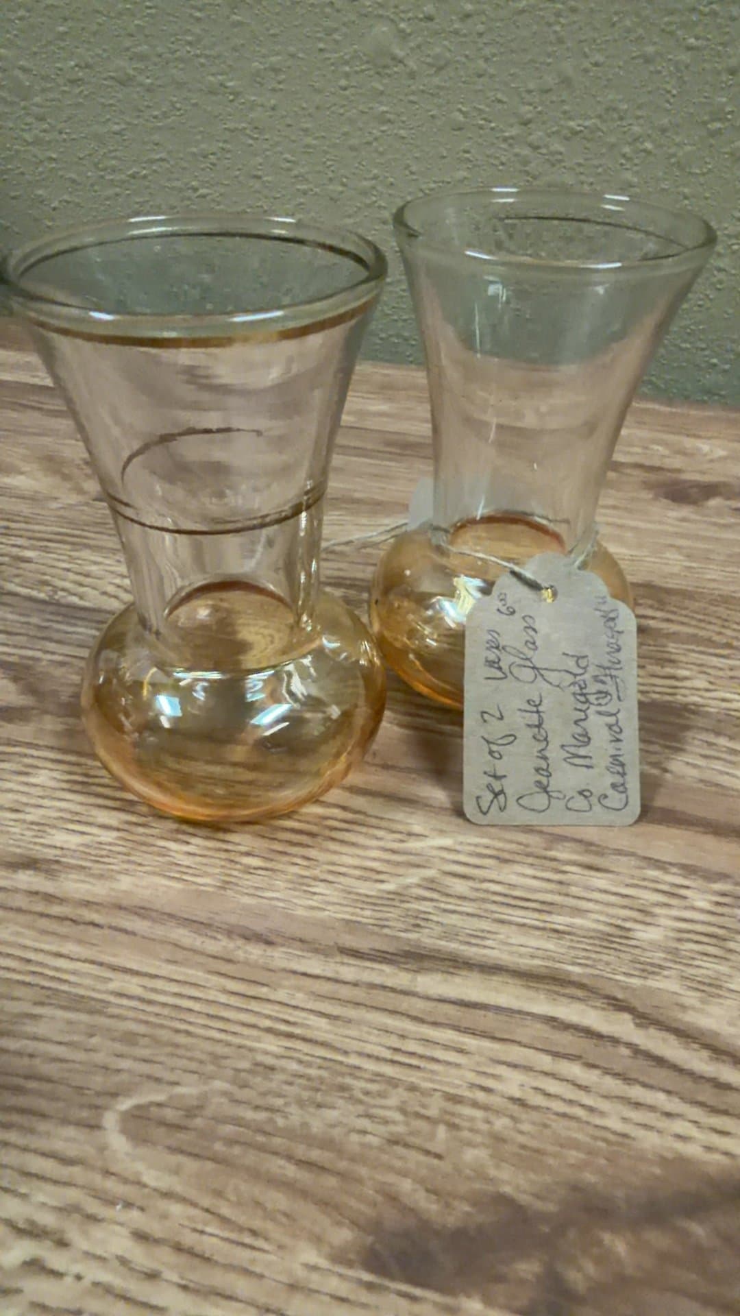 Jeanette Glass Co. Marigold Carnival Glass Vases - Image 1