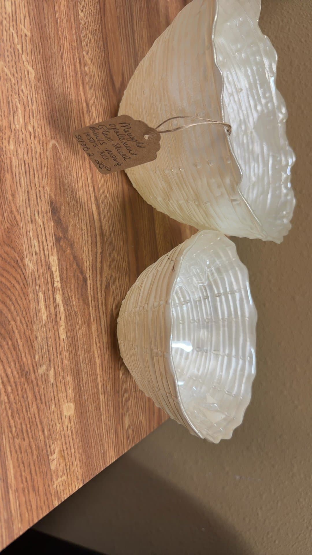 Marigold Opalescent Glass Shell Bowls - Image 1