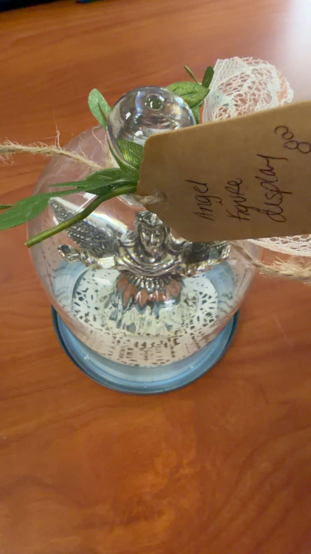 Glass Dome Angel Figurine Display - Image 1