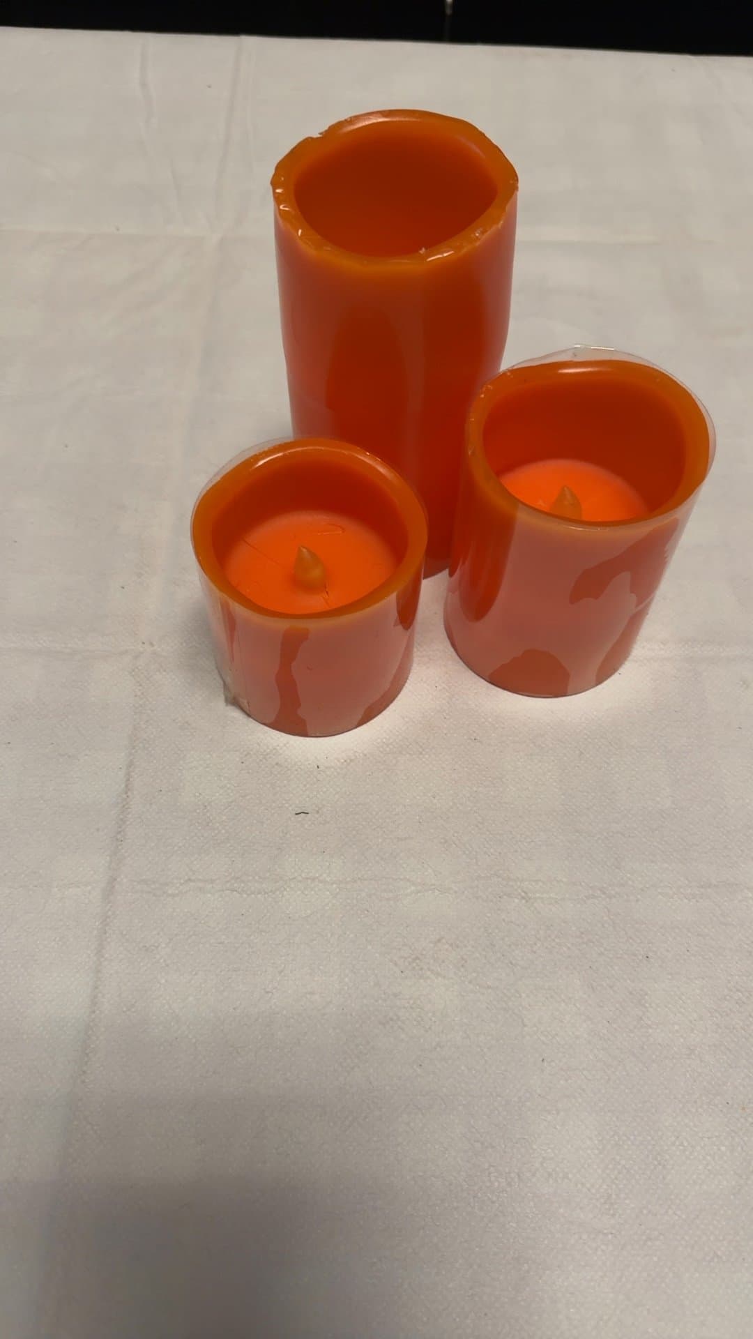 Set of Three Orange LED Flameless Candles - Image 1