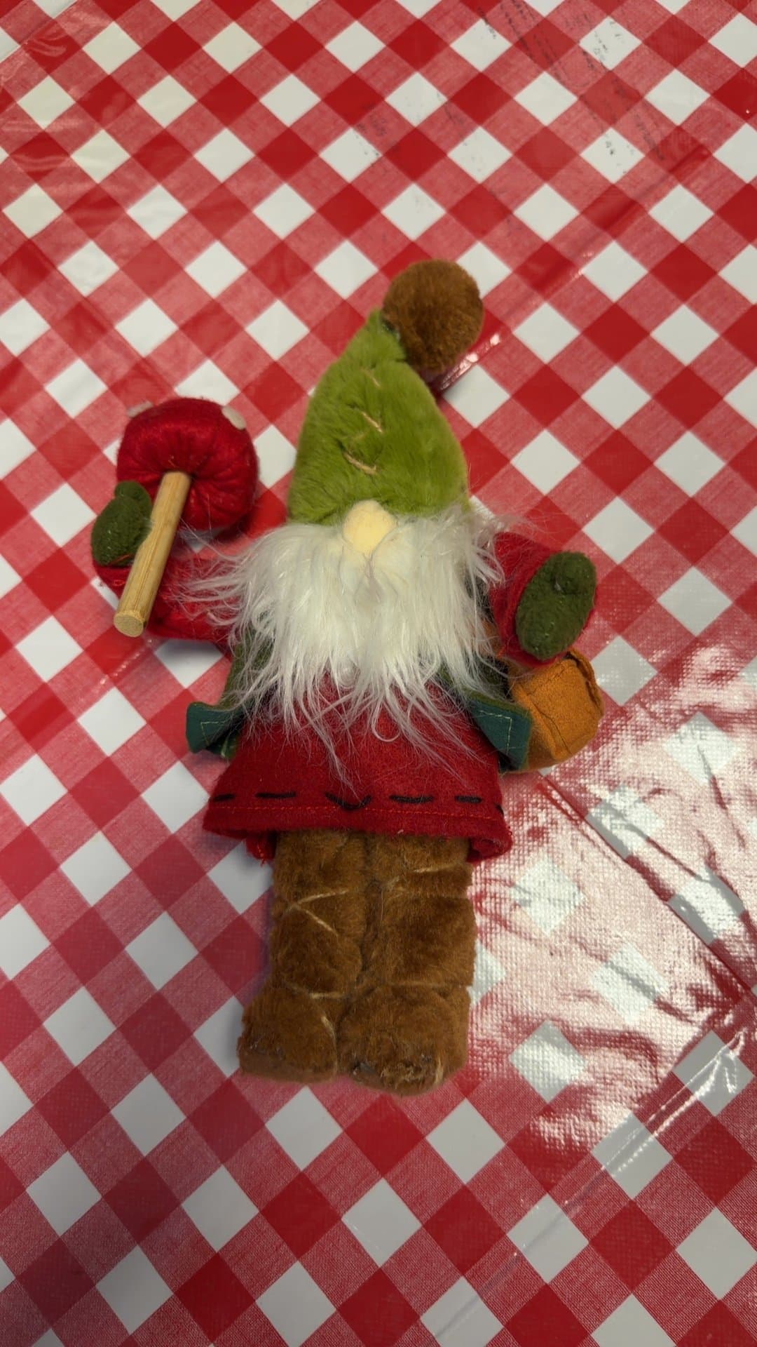 Plush Gnome Figurine with Mushroom - Image 1