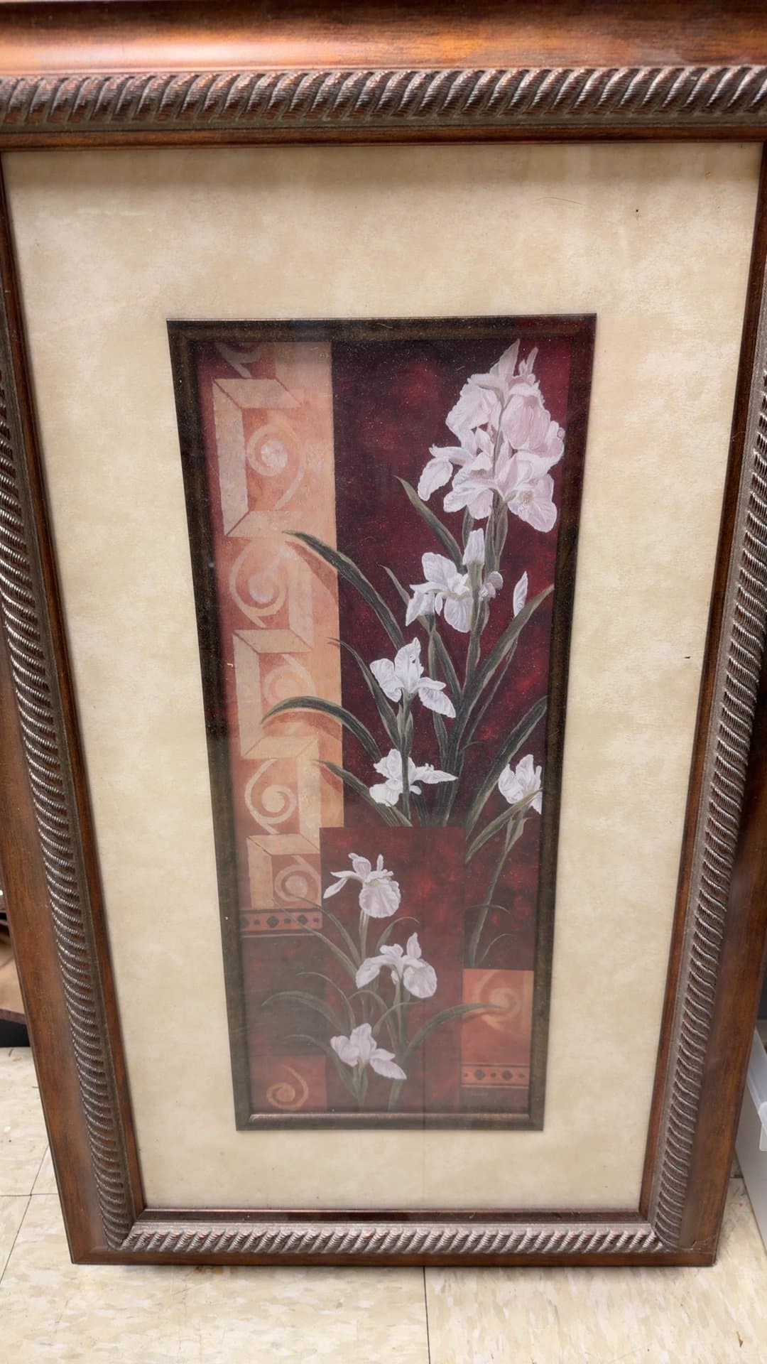 Floral Art Print in Ornate Wooden Frame - Image 1